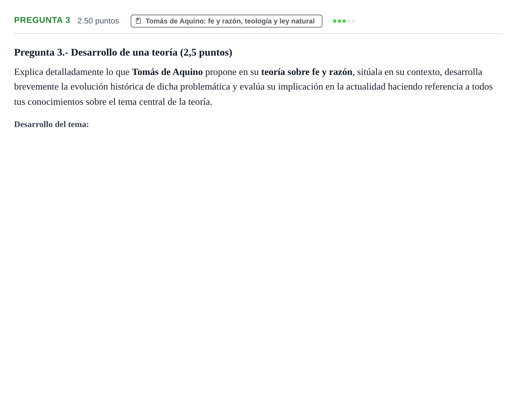 Enunciado: Pregunta 3 - Tomás de Aquino · Historia de la Filosofía PAU La Rioja Extraordinaria 2025
