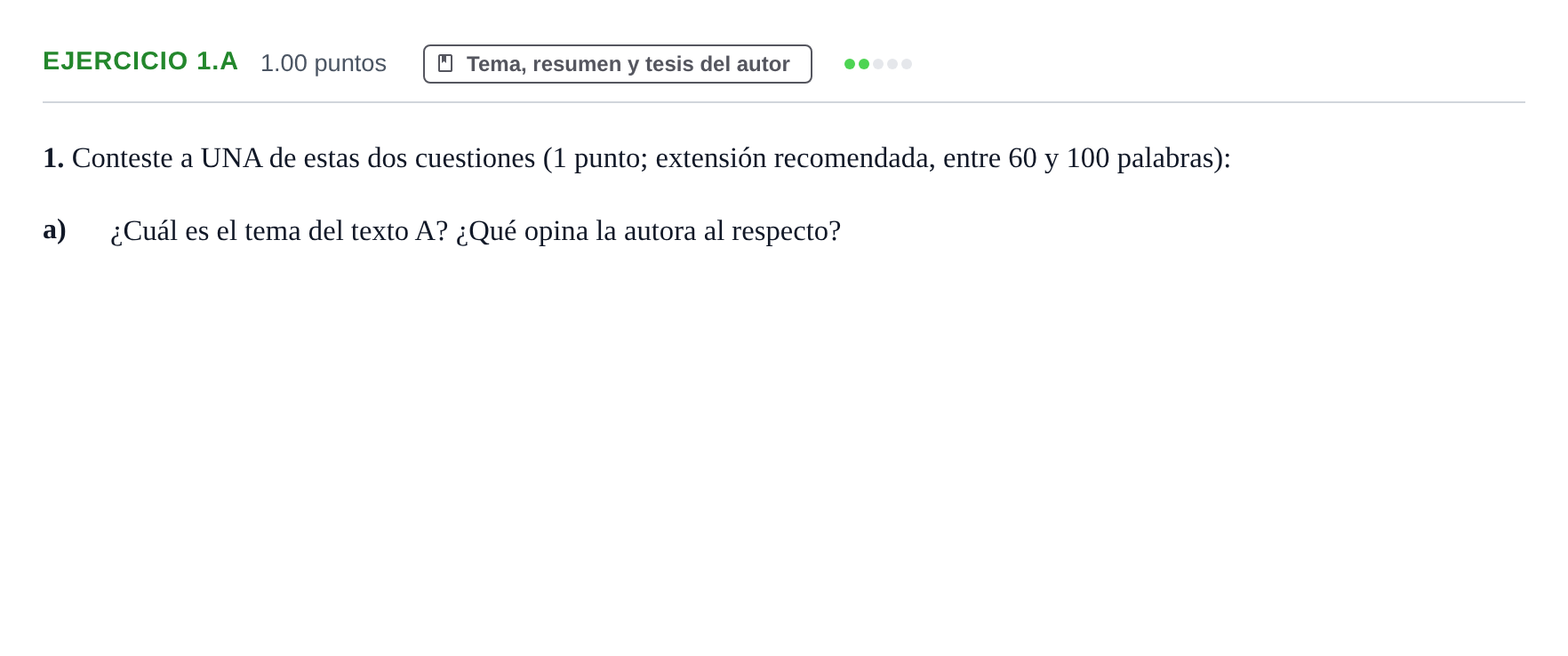 Enunciado: Ejercicio 1.a · Lengua Castellana y Literatura II PAU La Rioja Ordinaria 2025