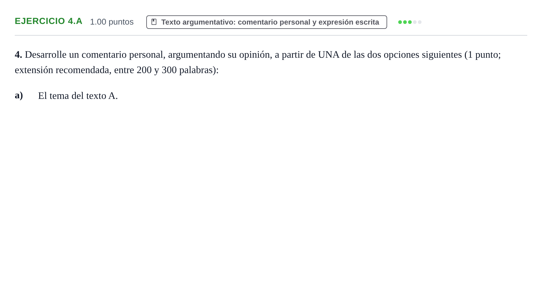 Enunciado: Ejercicio 4.a · Lengua Castellana y Literatura II PAU La Rioja Ordinaria 2025