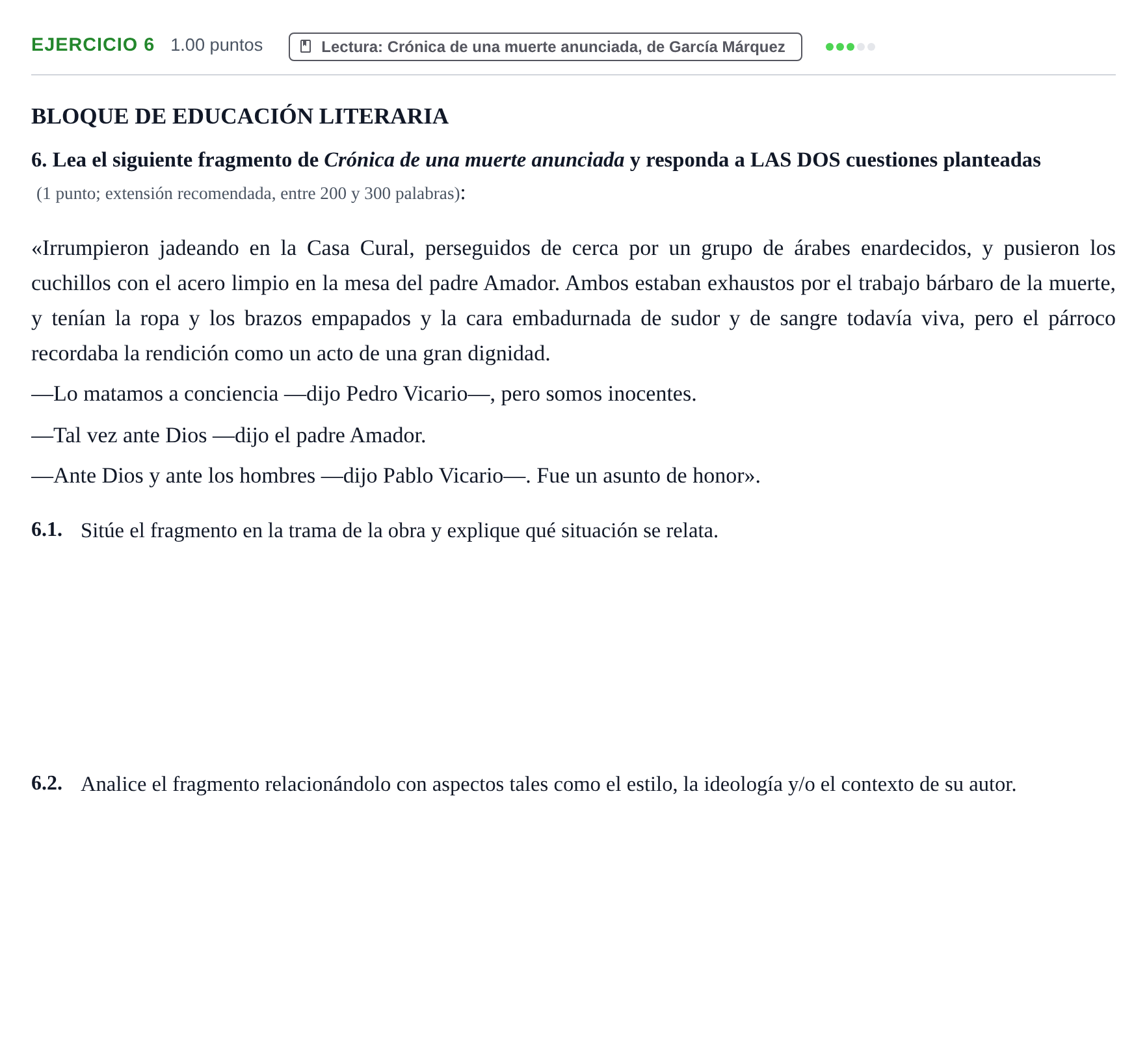 Enunciado: Problema 6 · Lengua Castellana y Literatura II PAU La Rioja Ordinaria 2025