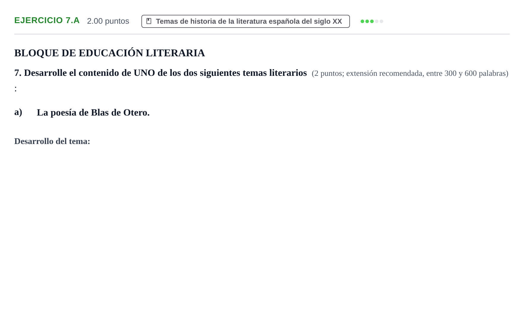 Enunciado: Ejercicio 7.a · Lengua Castellana y Literatura II PAU La Rioja Ordinaria 2025