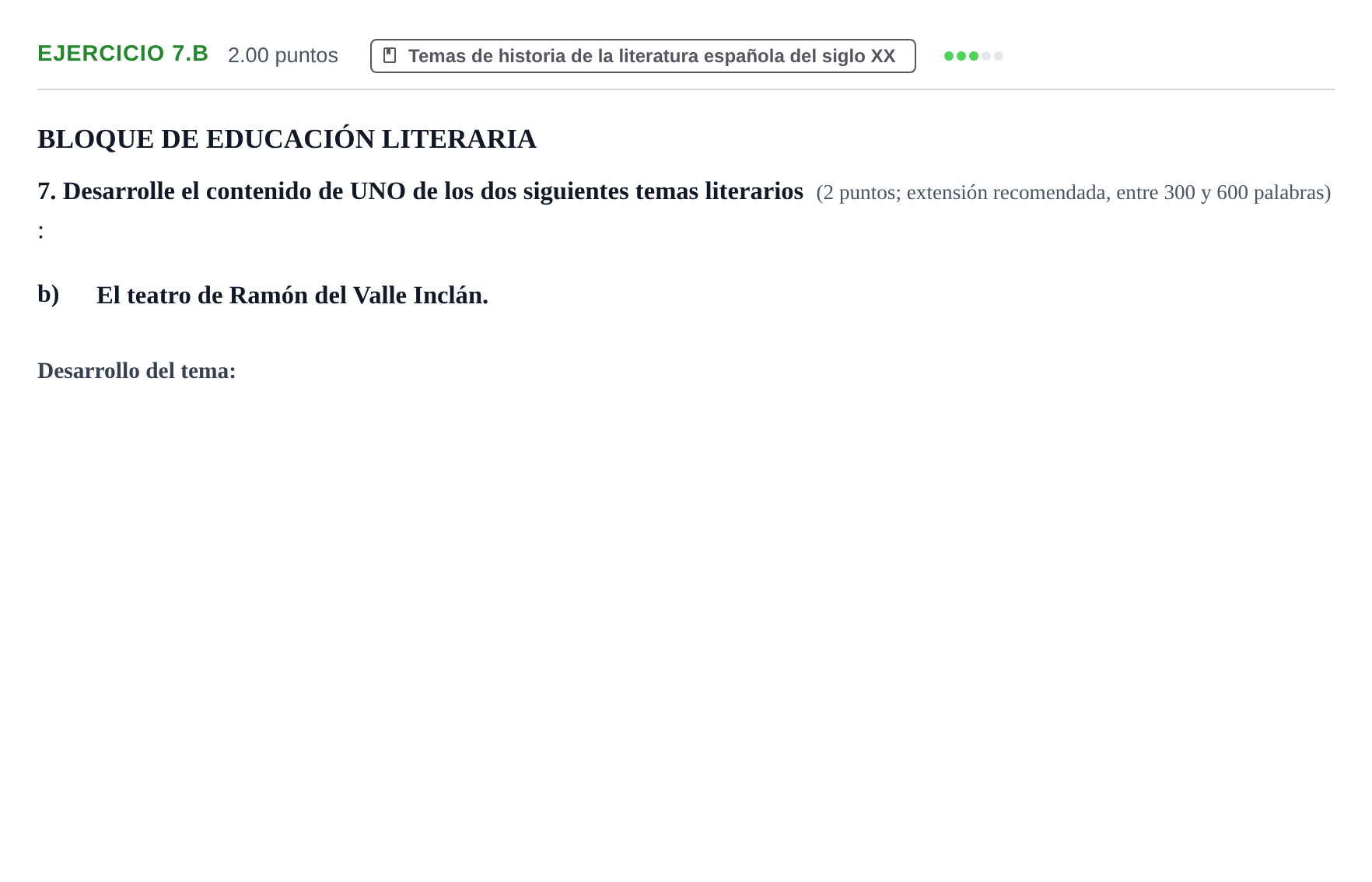 Enunciado: Ejercicio 7.b · Lengua Castellana y Literatura II PAU La Rioja Ordinaria 2025
