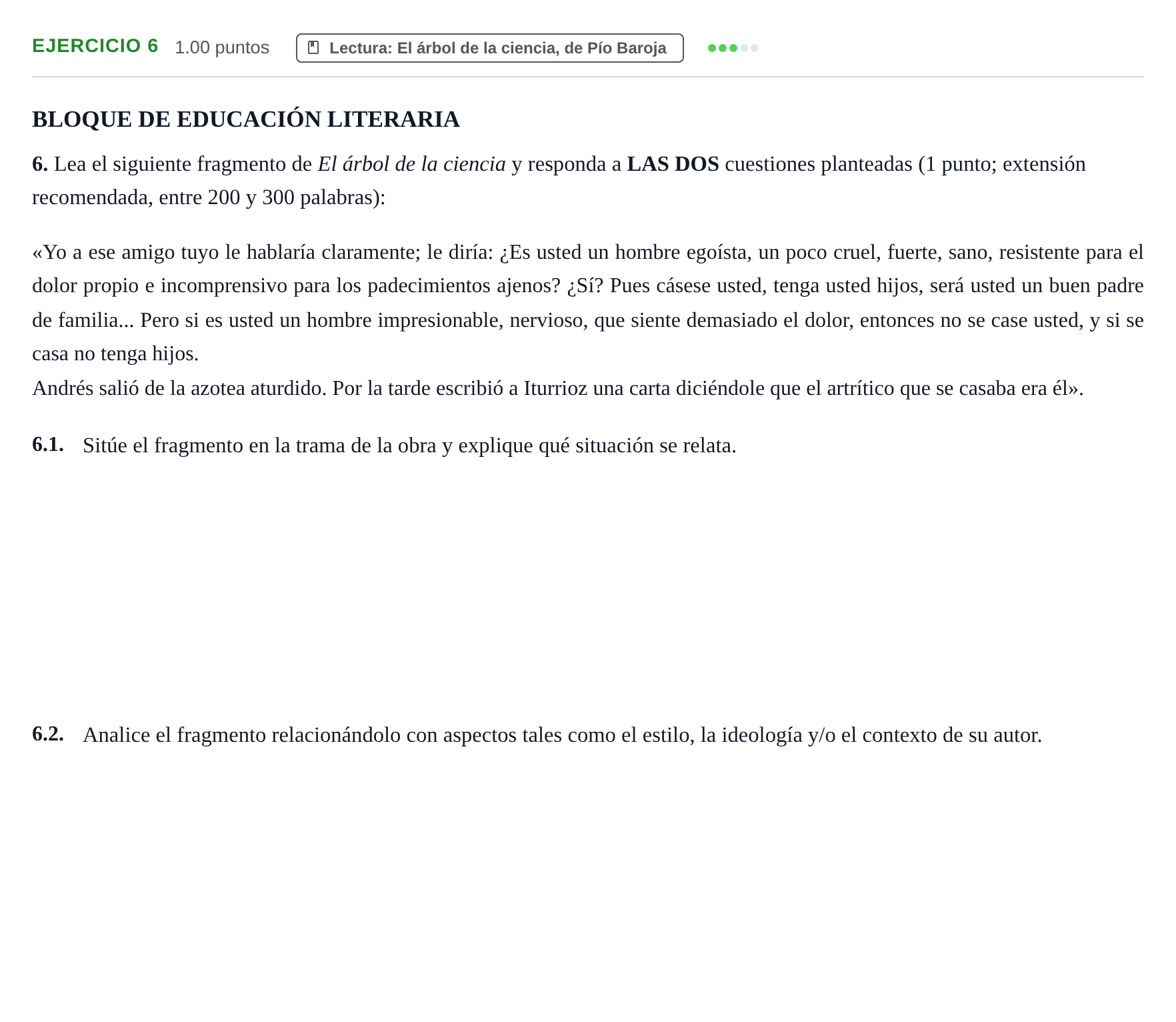 Enunciado: Problema 6 · Lengua Castellana y Literatura II PAU La Rioja Extraordinaria 2025