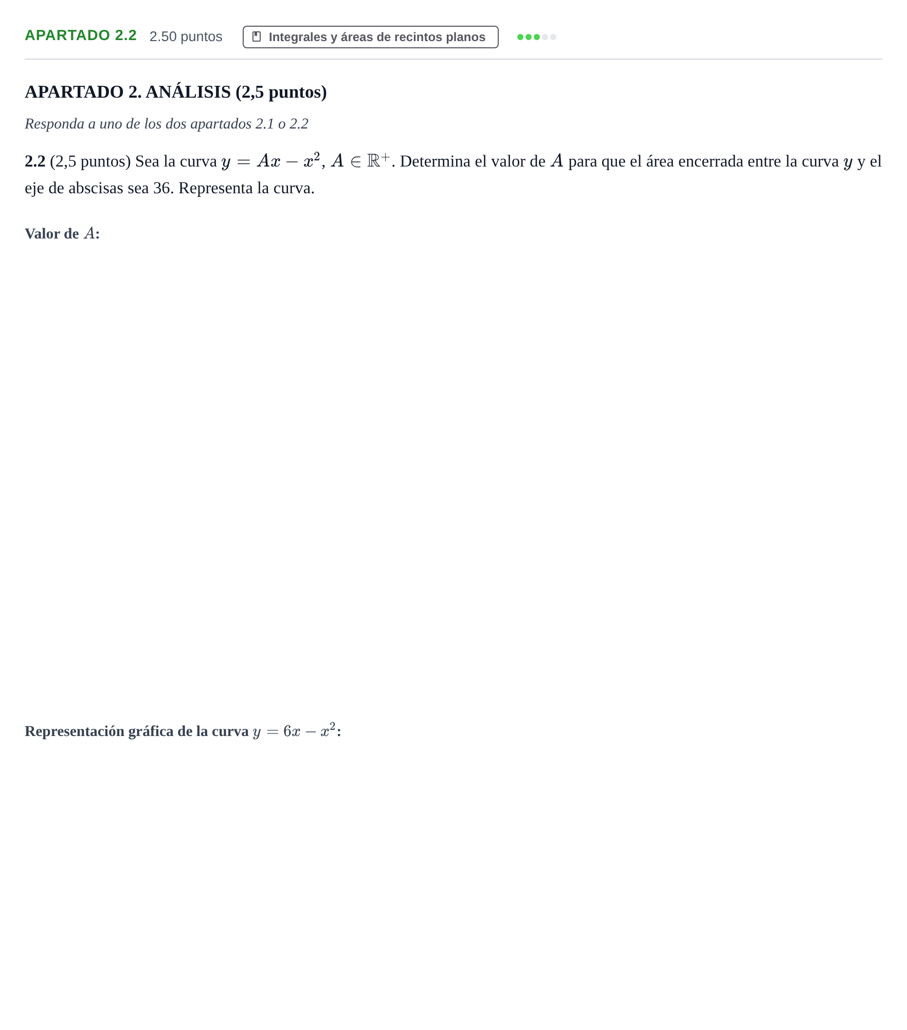 Enunciado: Apartado 2.2 · Matemáticas II PAU La Rioja Extraordinaria 2025