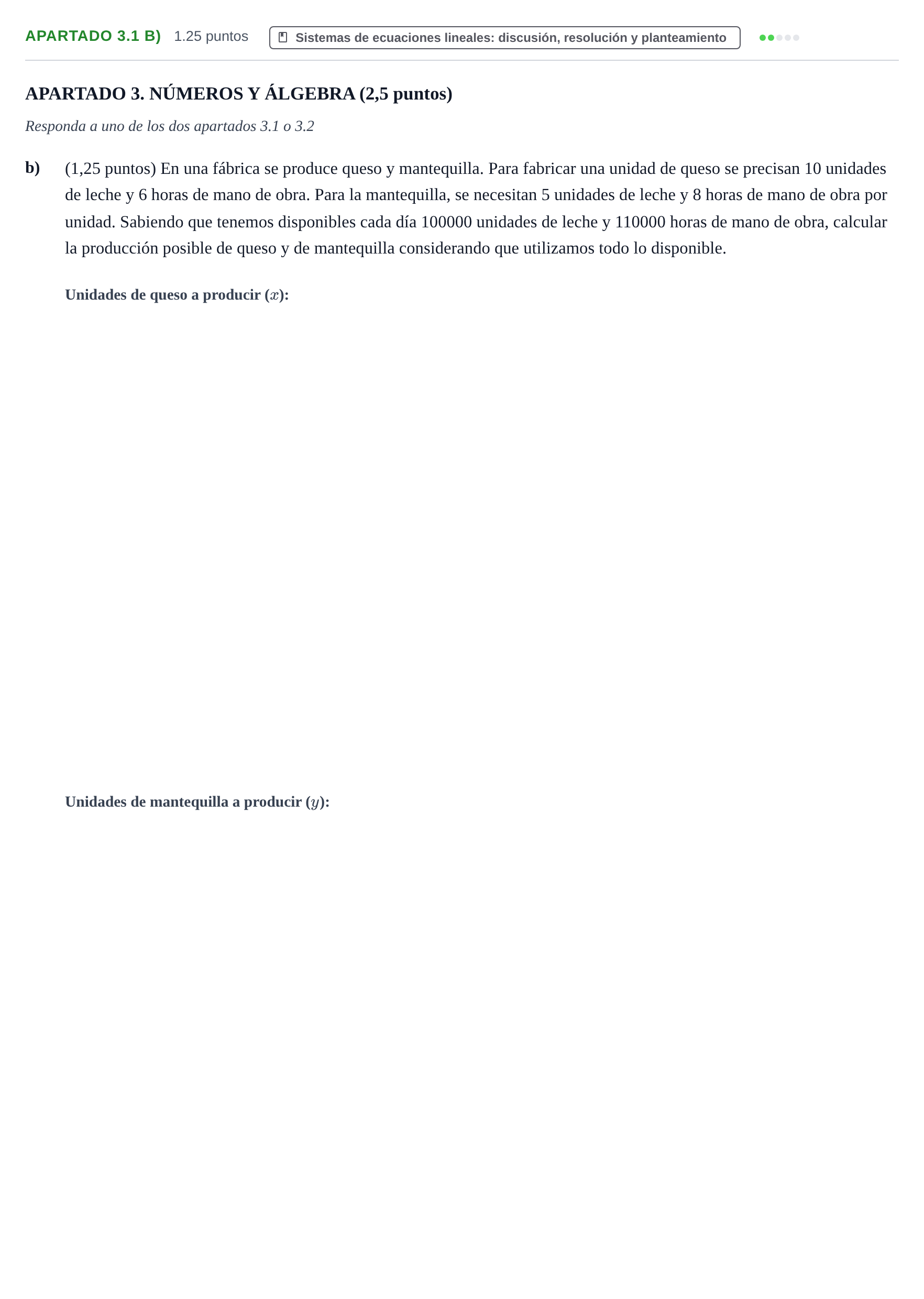 Enunciado: Apartado 3.1 b) · Matemáticas II PAU La Rioja Extraordinaria 2025