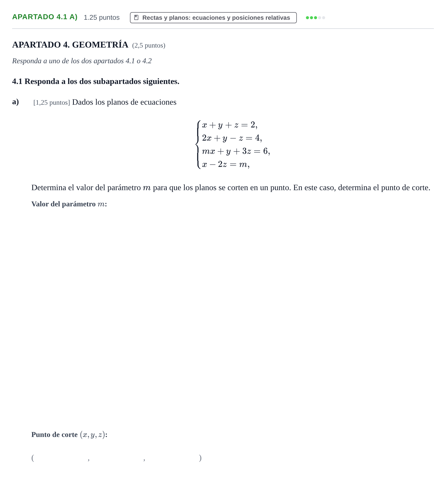 Enunciado: Apartado 4.1 a) · Matemáticas II PAU La Rioja Extraordinaria 2025