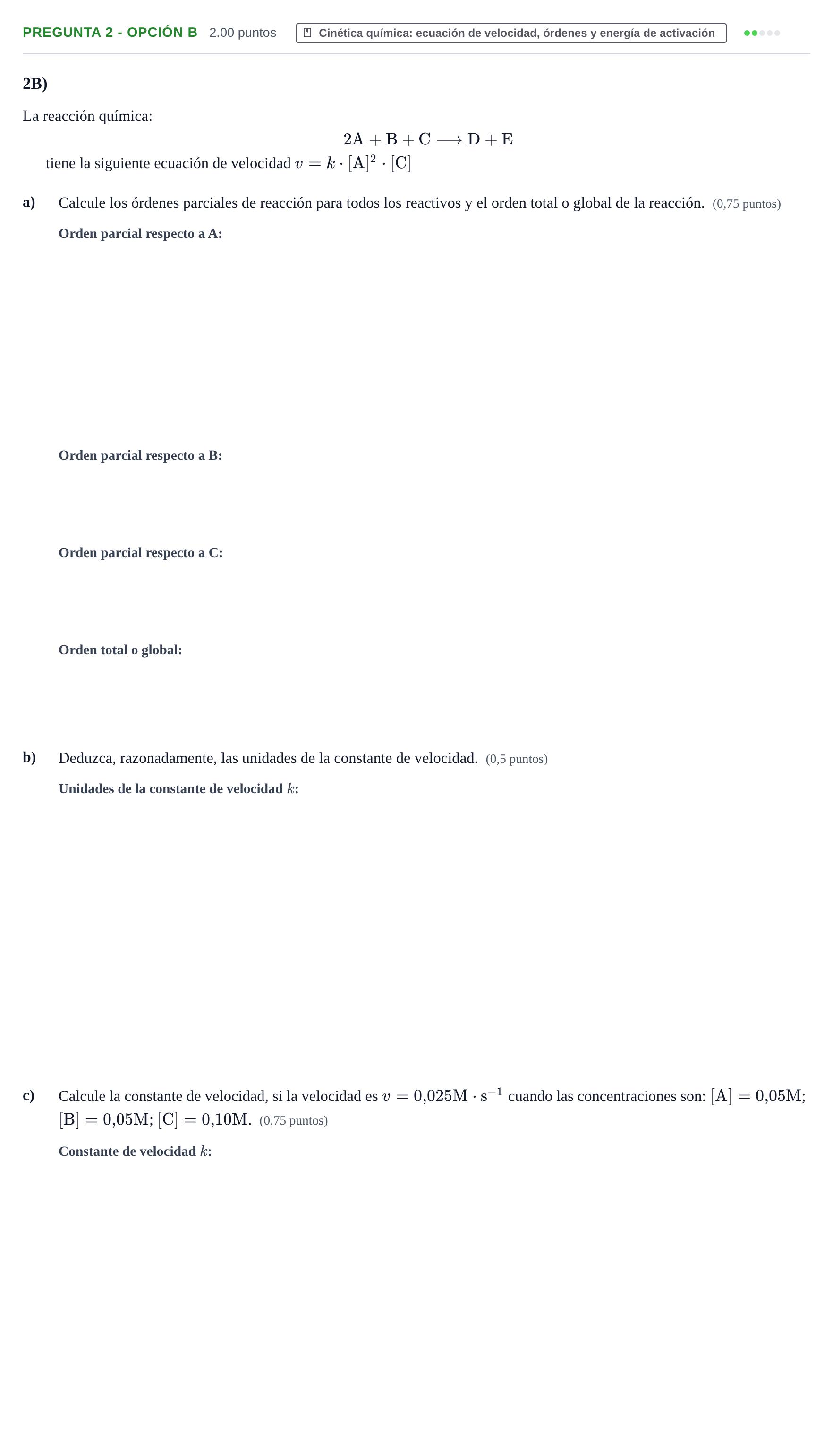 Enunciado: Pregunta 2 - Opción B · Química PAU La Rioja Ordinaria 2025