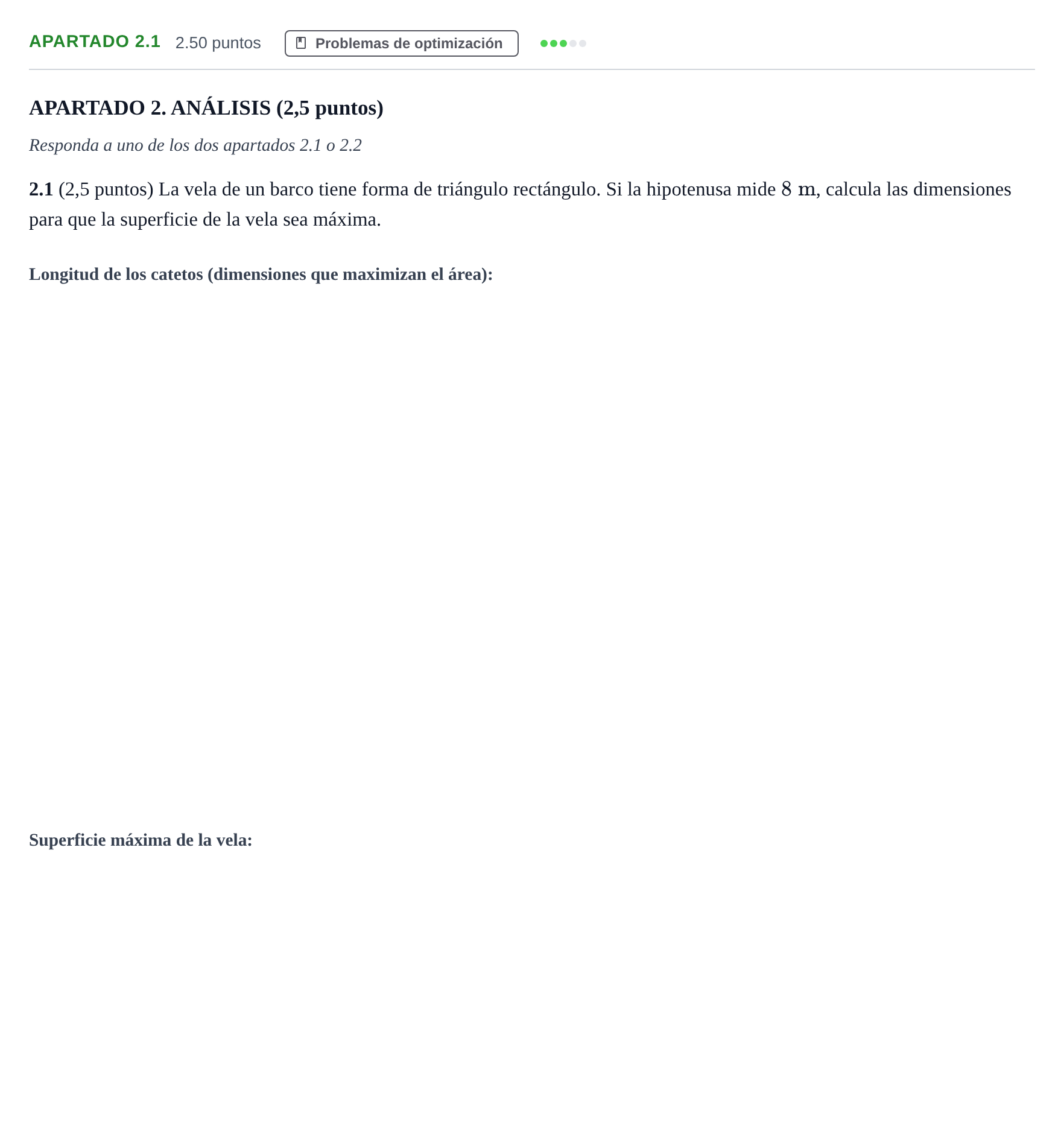 Enunciado: Apartado 2.1 · Matemáticas II PAU La Rioja Ordinaria 2025