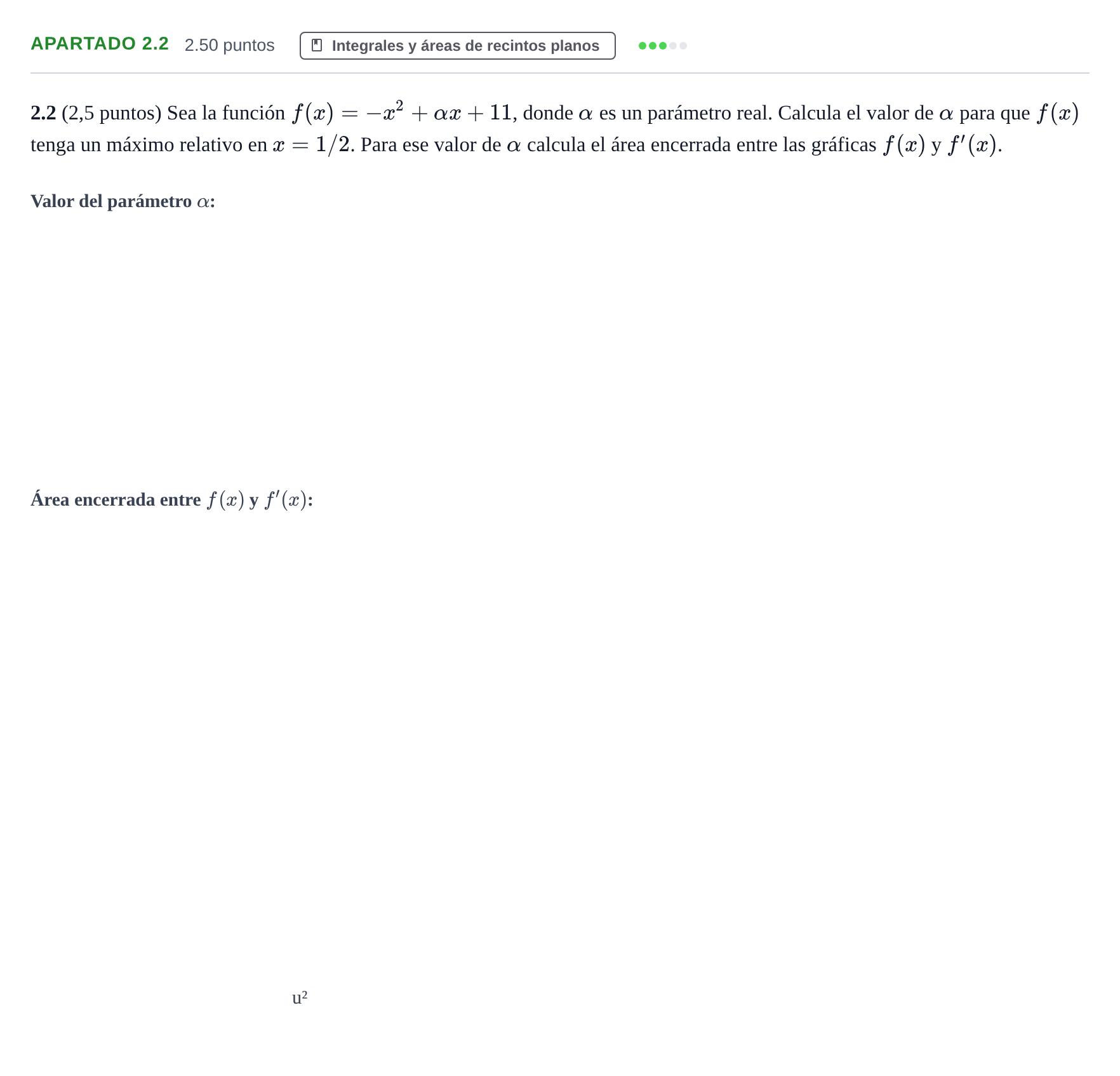 Enunciado: Apartado 2.2 · Matemáticas II PAU La Rioja Ordinaria 2025
