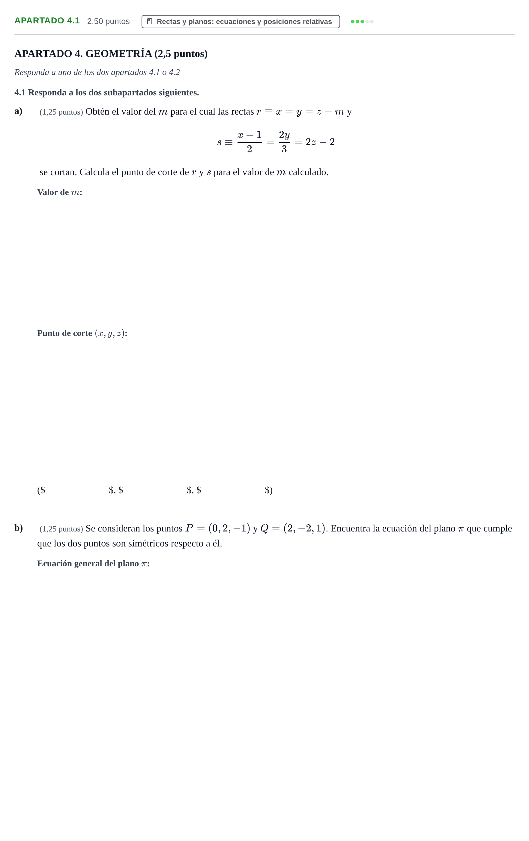 Enunciado: Apartado 4.1 · Matemáticas II PAU La Rioja Ordinaria 2025