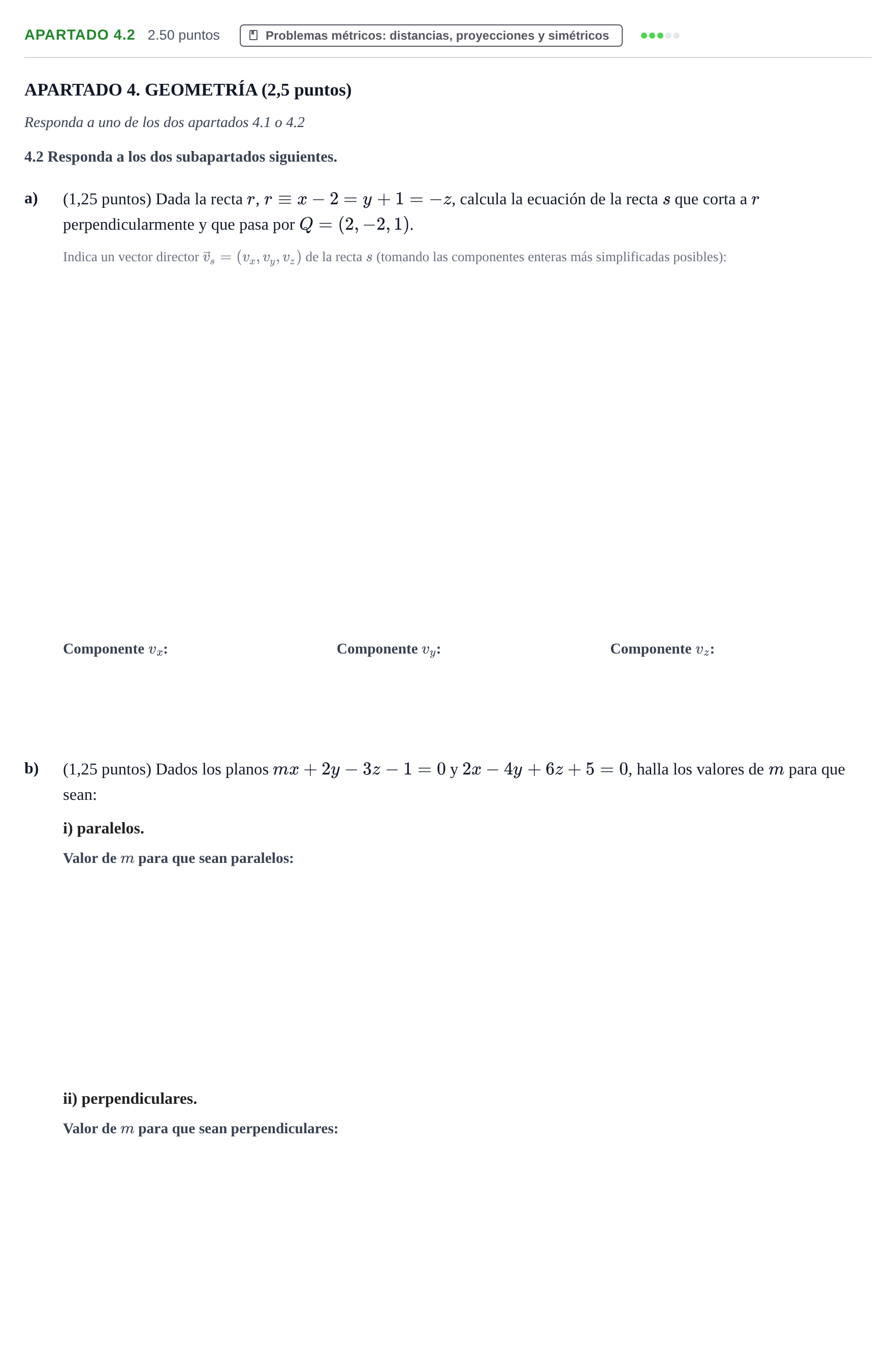 Enunciado: Apartado 4.2 · Matemáticas II PAU La Rioja Ordinaria 2025