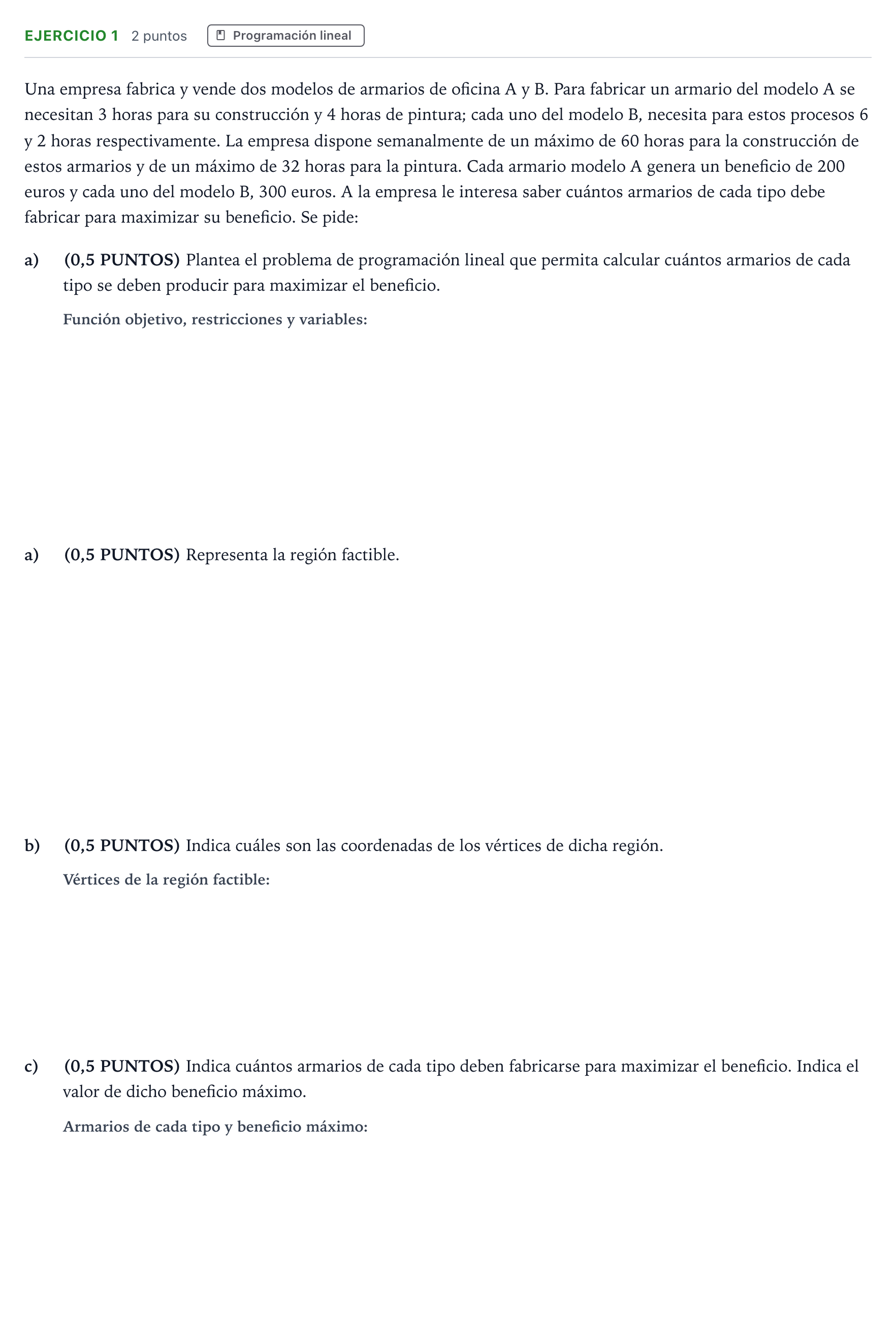 Enunciado: Ejercicio 1 · Matemáticas aplicadas a las Ciencias Sociales II PAU La Rioja Extraordinaria 2025