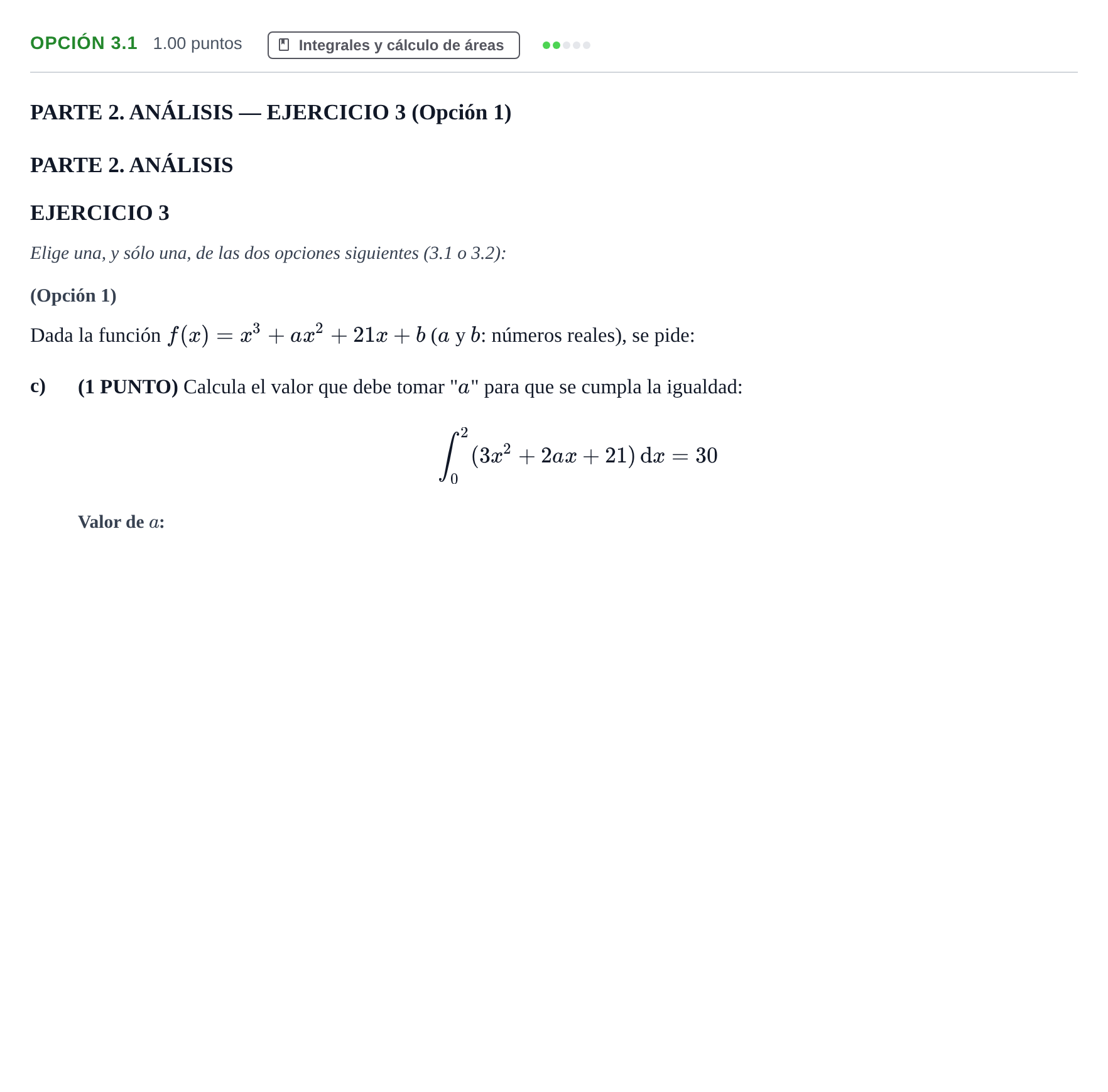 Enunciado: Opción 3.1 - Integrales · Matemáticas aplicadas a las Ciencias Sociales II PAU La Rioja Ordinaria 2025