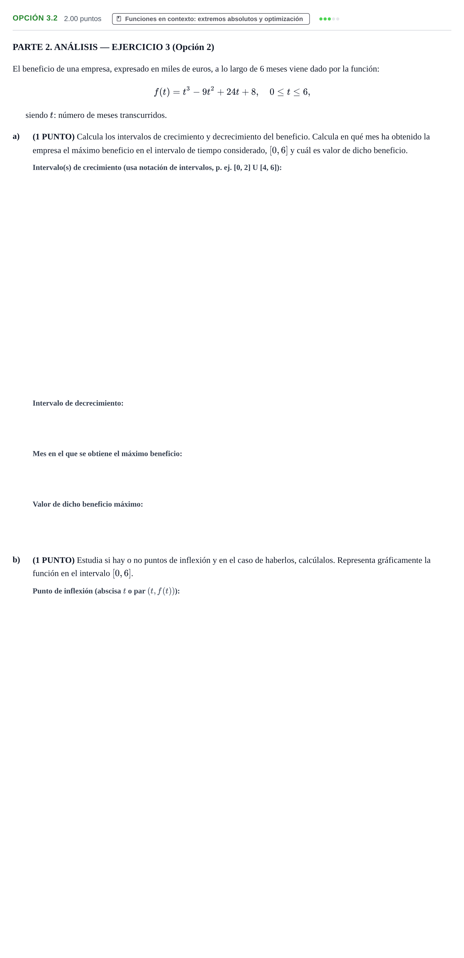 Enunciado: Opción 3.2 - Funciones en contexto · Matemáticas aplicadas a las Ciencias Sociales II PAU La Rioja Ordinaria 2025