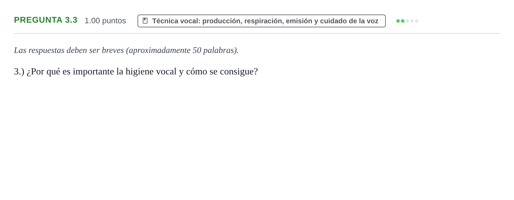Enunciado: Pregunta 3.3 · Coro y Técnica Vocal PAU La Rioja Extraordinaria 2025