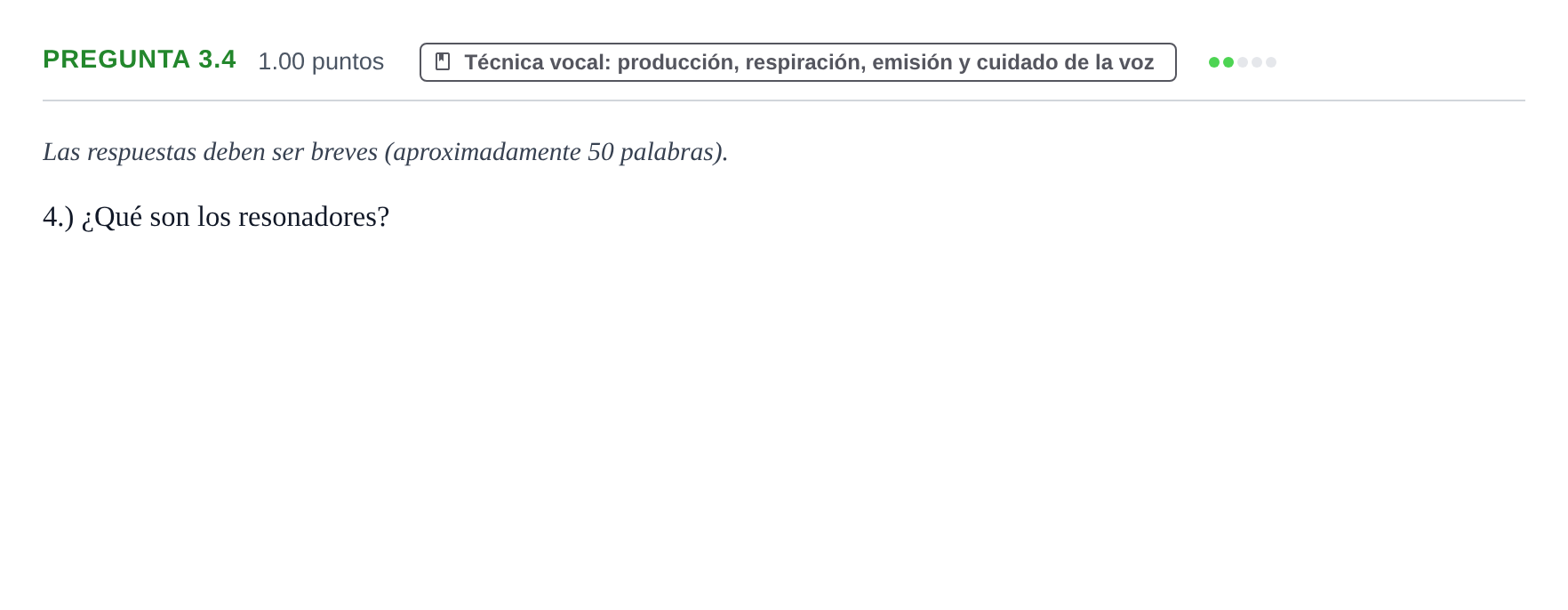 Enunciado: Pregunta 3.4 · Coro y Técnica Vocal PAU La Rioja Extraordinaria 2025