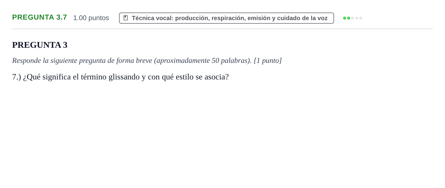Enunciado: Pregunta 3.7 · Coro y Técnica Vocal PAU La Rioja Extraordinaria 2025