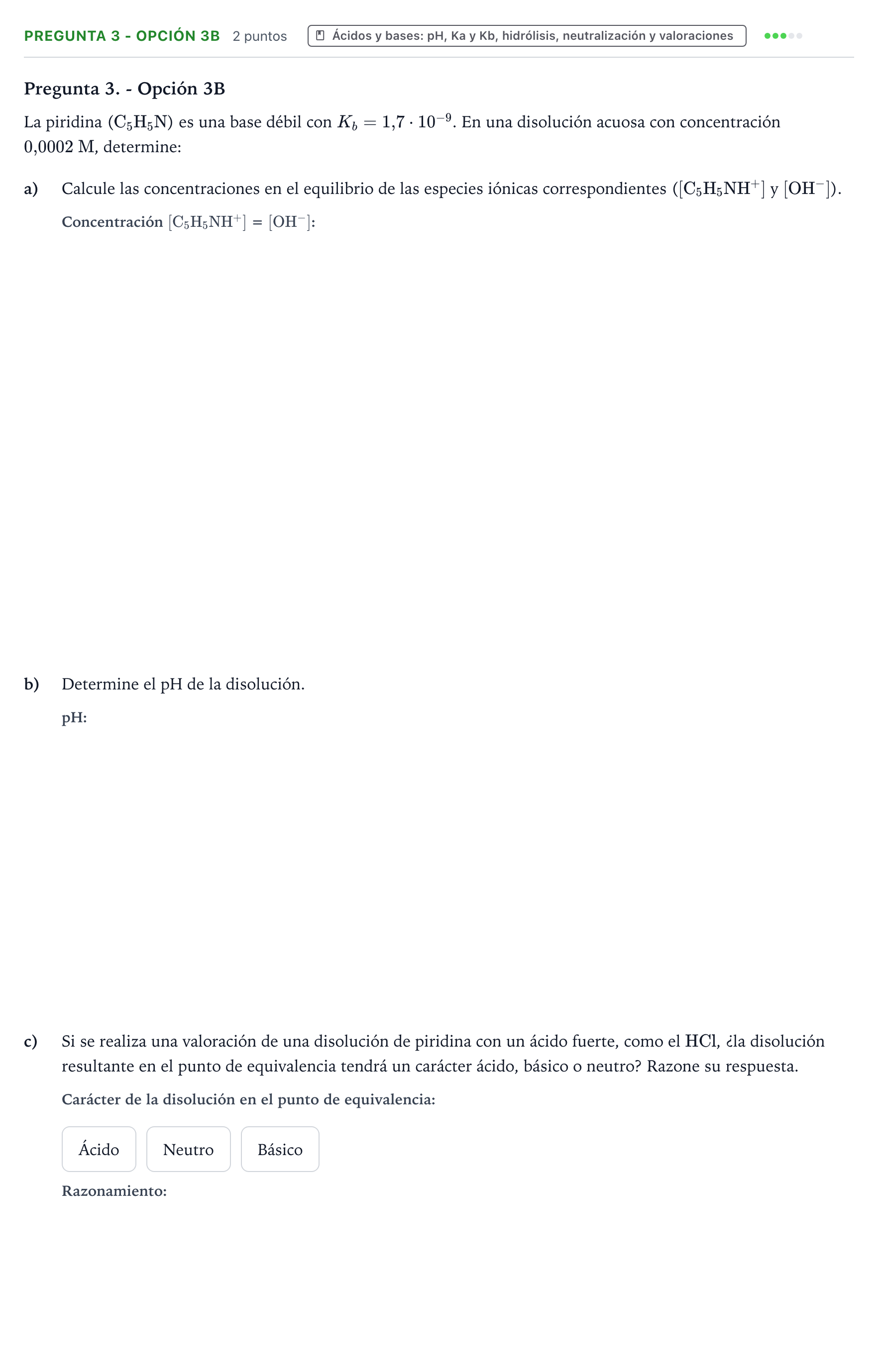Enunciado: Pregunta 3 - Opción 3B · Química PAU La Rioja Extraordinaria 2025