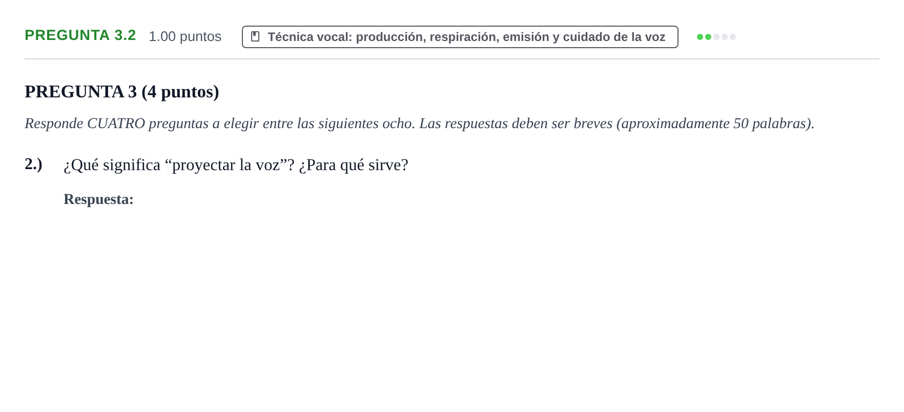 Enunciado: Pregunta 3.2 · Coro y Técnica Vocal PAU La Rioja Ordinaria 2025