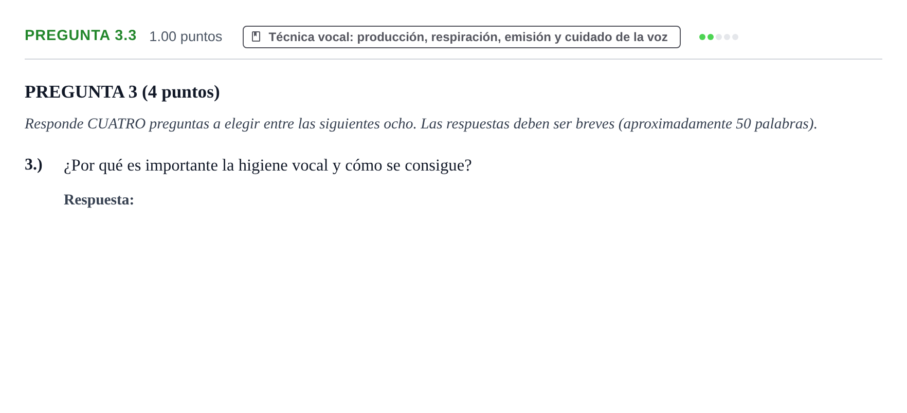 Enunciado: Pregunta 3.3 · Coro y Técnica Vocal PAU La Rioja Ordinaria 2025
