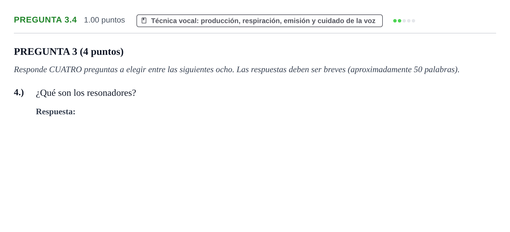 Enunciado: Pregunta 3.4 · Coro y Técnica Vocal PAU La Rioja Ordinaria 2025