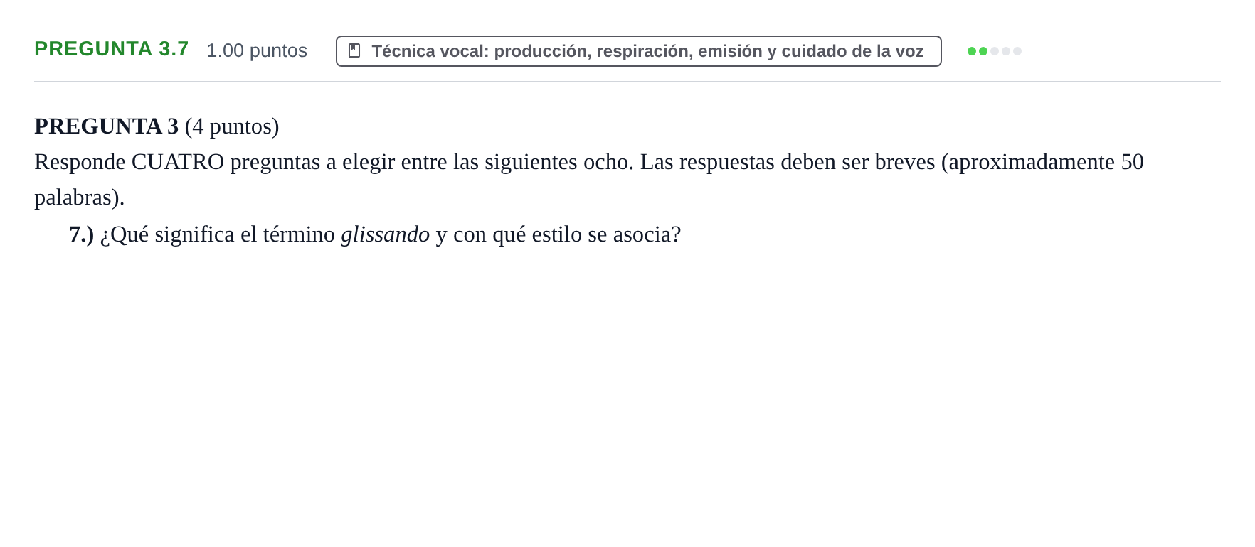 Enunciado: Pregunta 3.7 · Coro y Técnica Vocal PAU La Rioja Ordinaria 2025