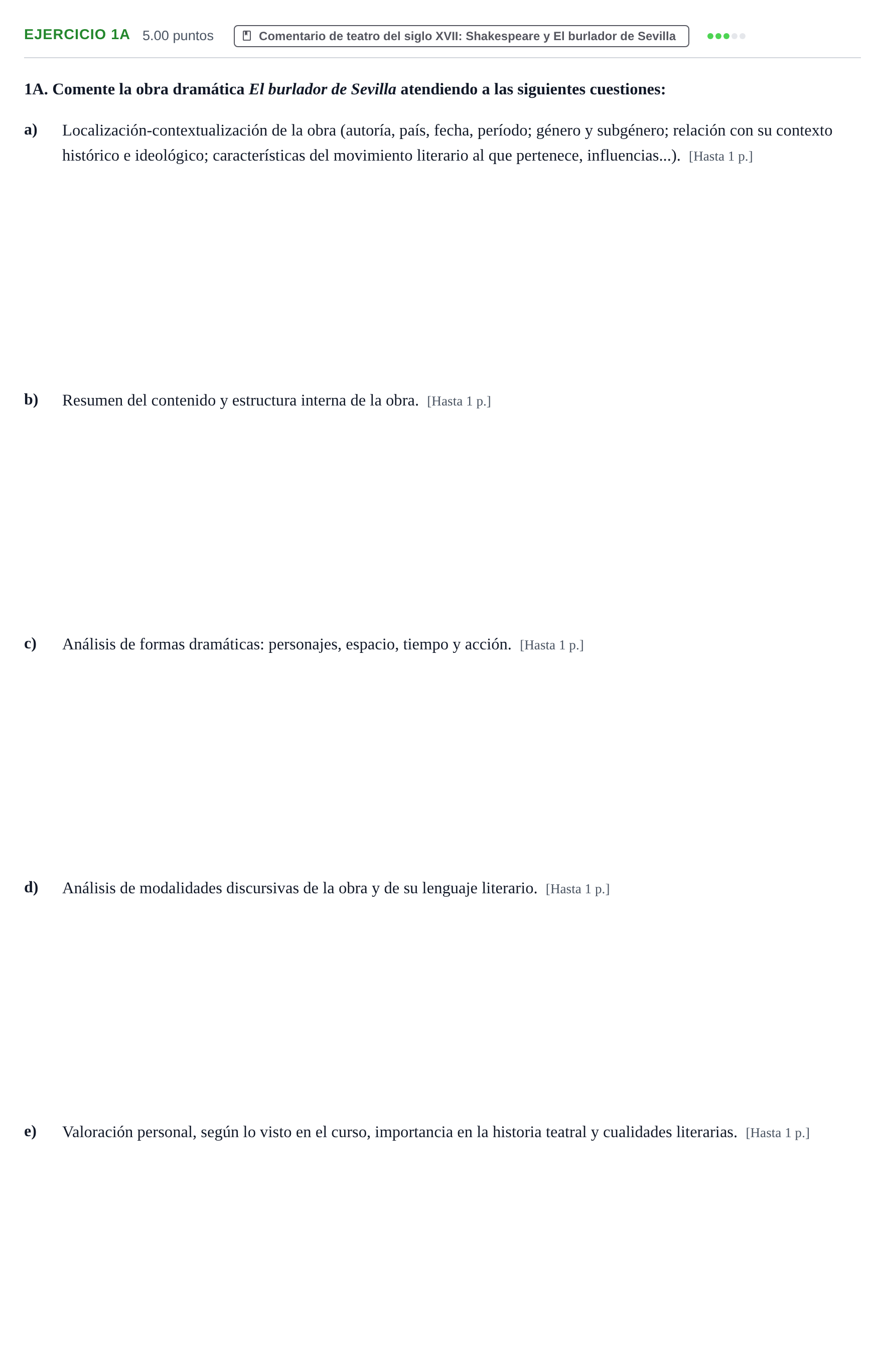 Enunciado: Ejercicio 1A · Literatura Dramática PAU La Rioja Ordinaria 2025