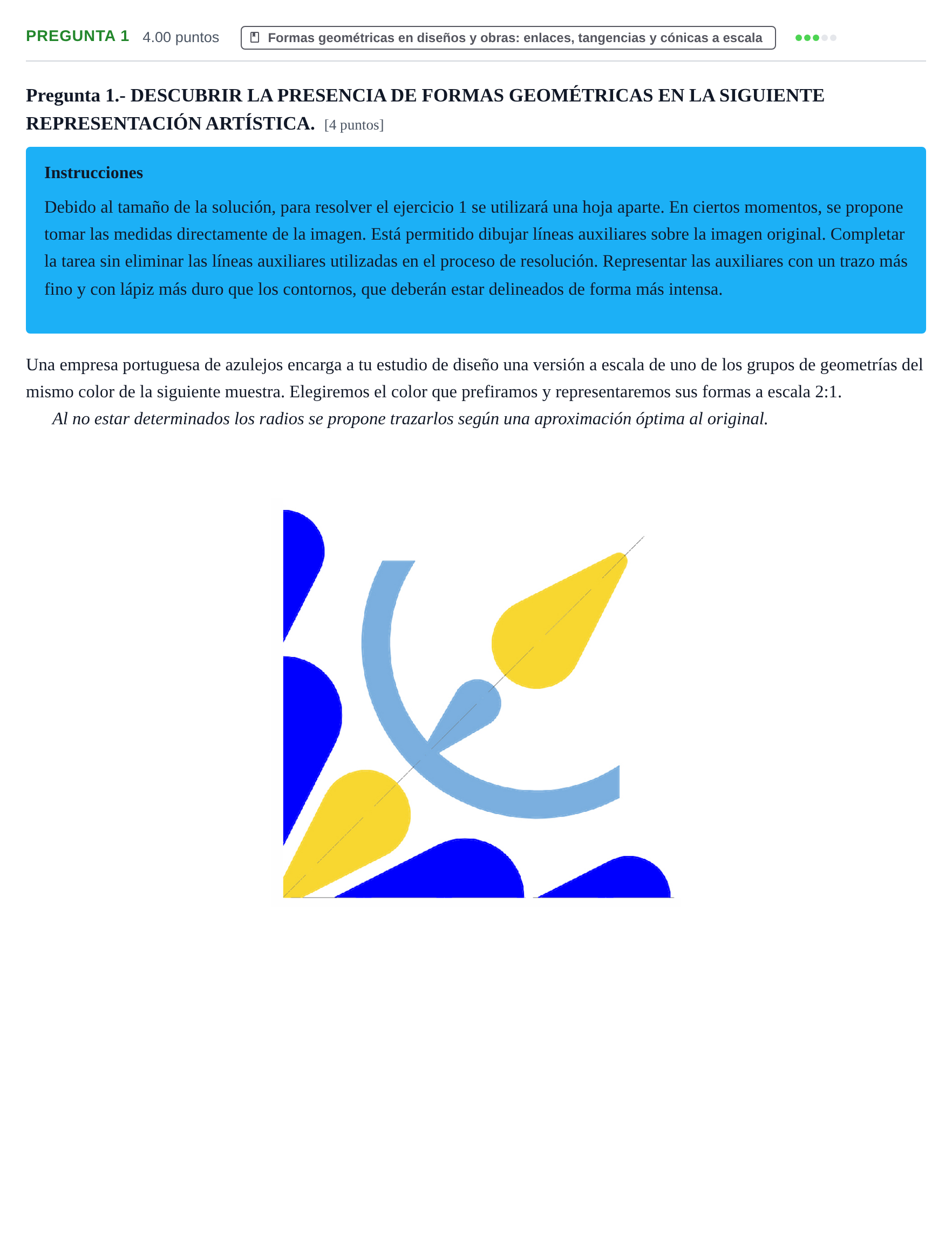 Enunciado: Pregunta 1 · Dibujo Técnico Aplicado a las Artes Plásticas y al Diseño PAU La Rioja Extraordinaria 2025