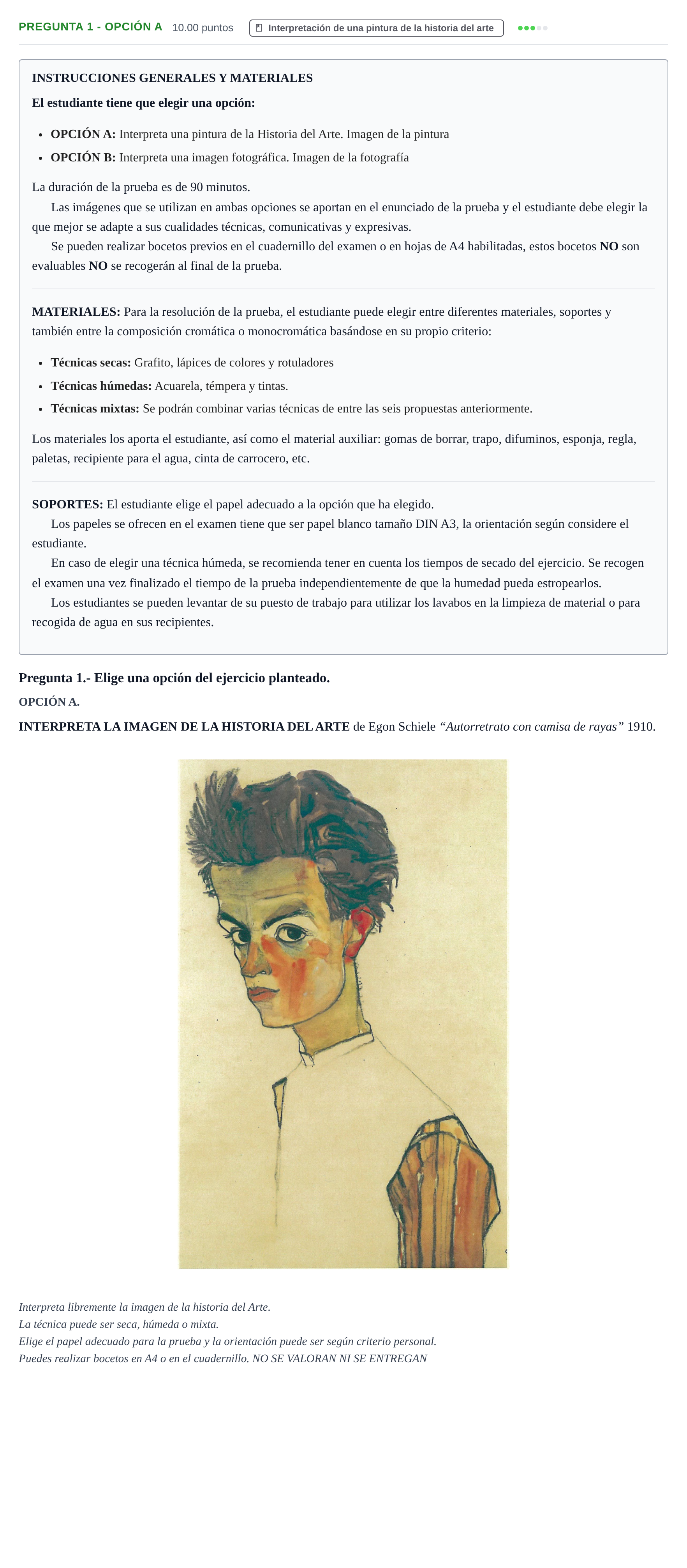 Enunciado: Pregunta 1 - Opción A · Técnicas de Expresión Gráfico-Plástica PAU La Rioja Extraordinaria 2025