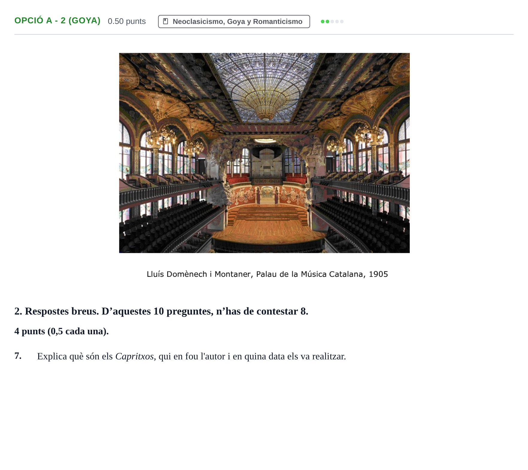 Enunciado: Ejercicio Opció A - 2 (Goya) · Fundamentos Artísticos PAU Baleares Ordinaria 2024