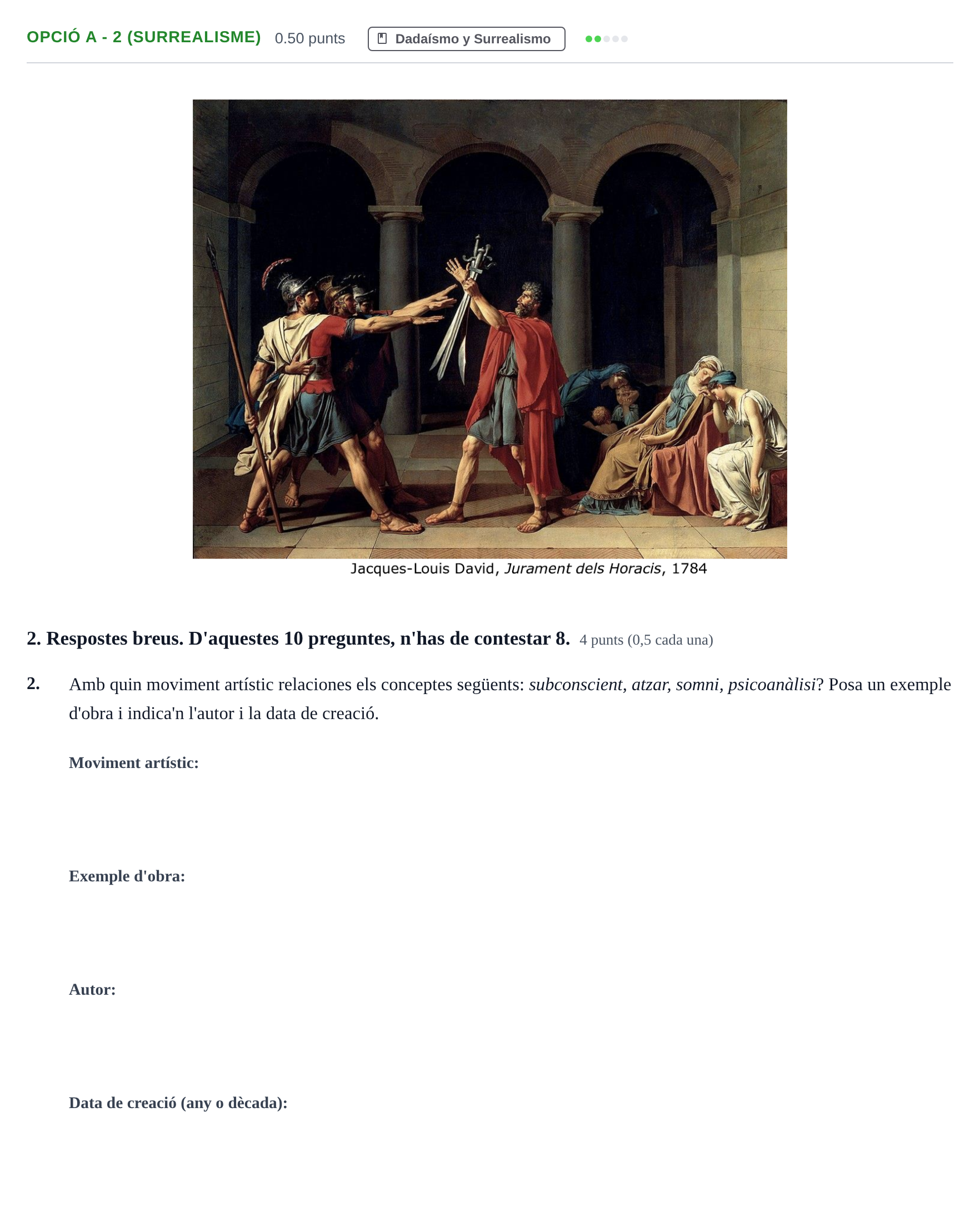 Enunciado: Ejercicio Opció A - 2 (Surrealisme) · Fundamentos Artísticos PAU Baleares Ordinaria 2024