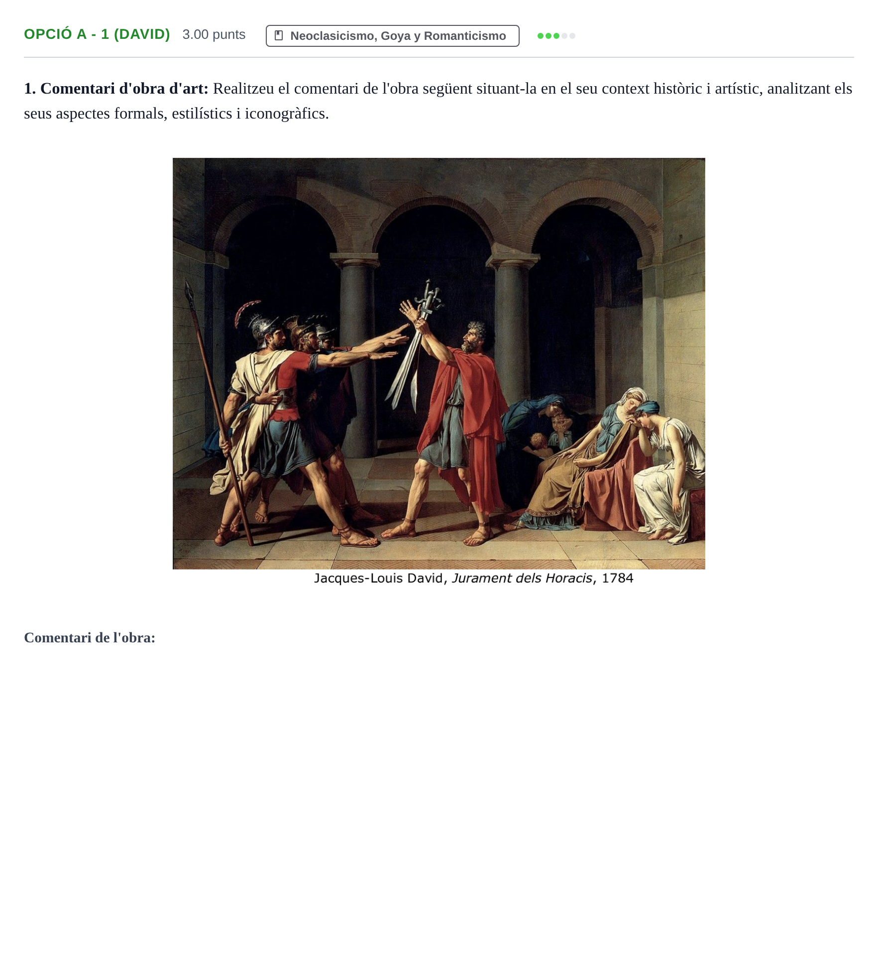 Enunciado: Ejercicio Opció A - 1 (David) · Fundamentos Artísticos PAU Baleares Ordinaria 2024