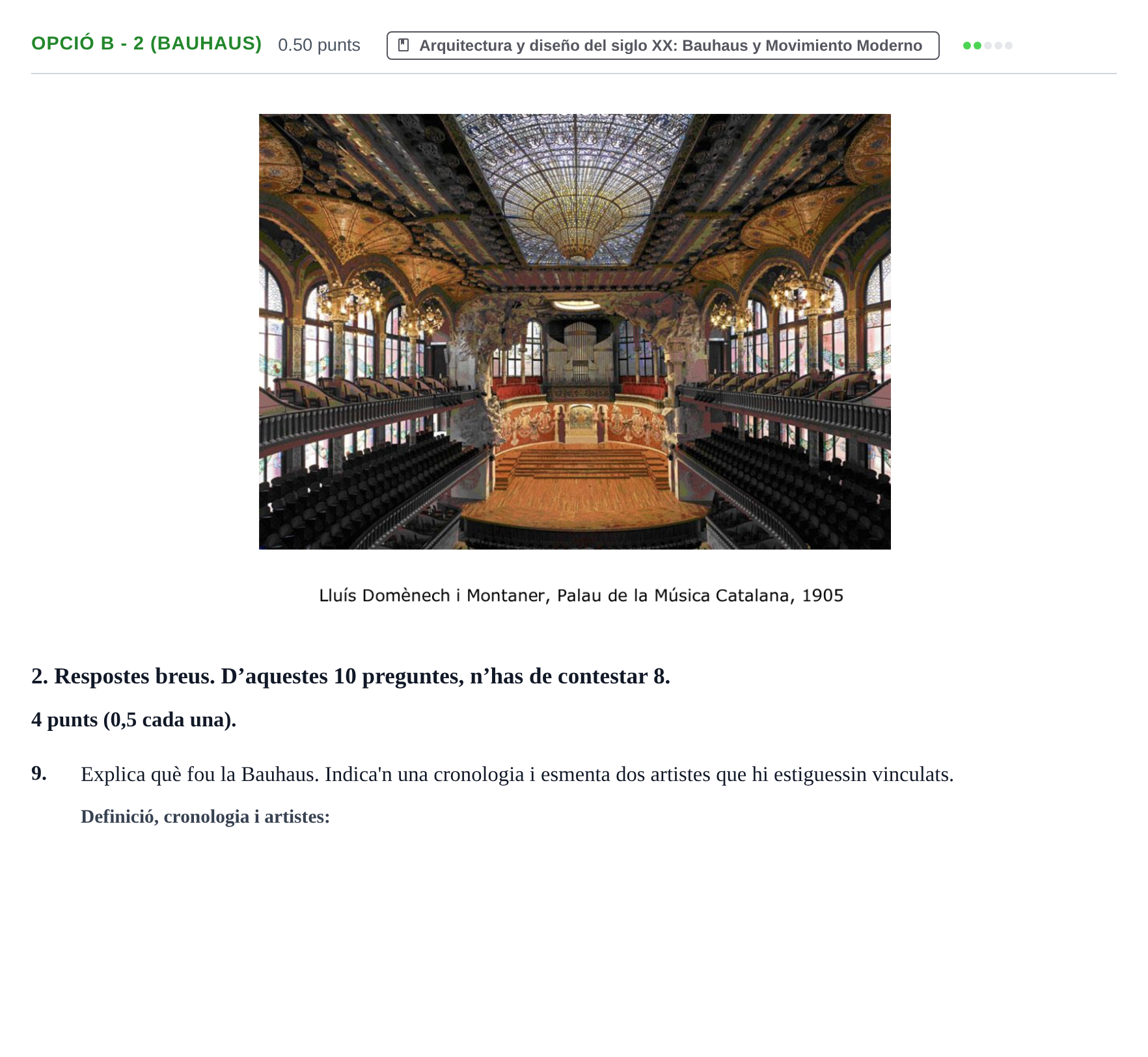 Enunciado: Ejercicio Opció B - 2 (Bauhaus) · Fundamentos Artísticos PAU Baleares Ordinaria 2024