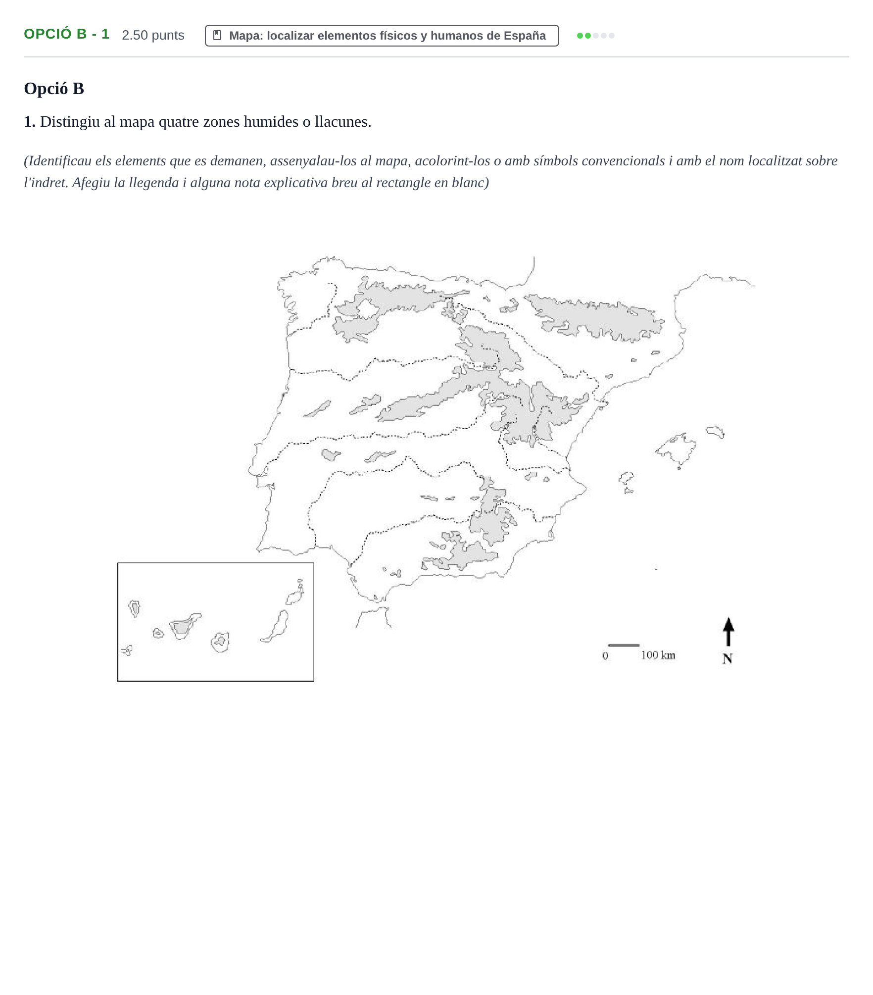 Enunciado: Ejercicio Opció B - 1 · Geografía PAU Baleares Ordinaria 2024