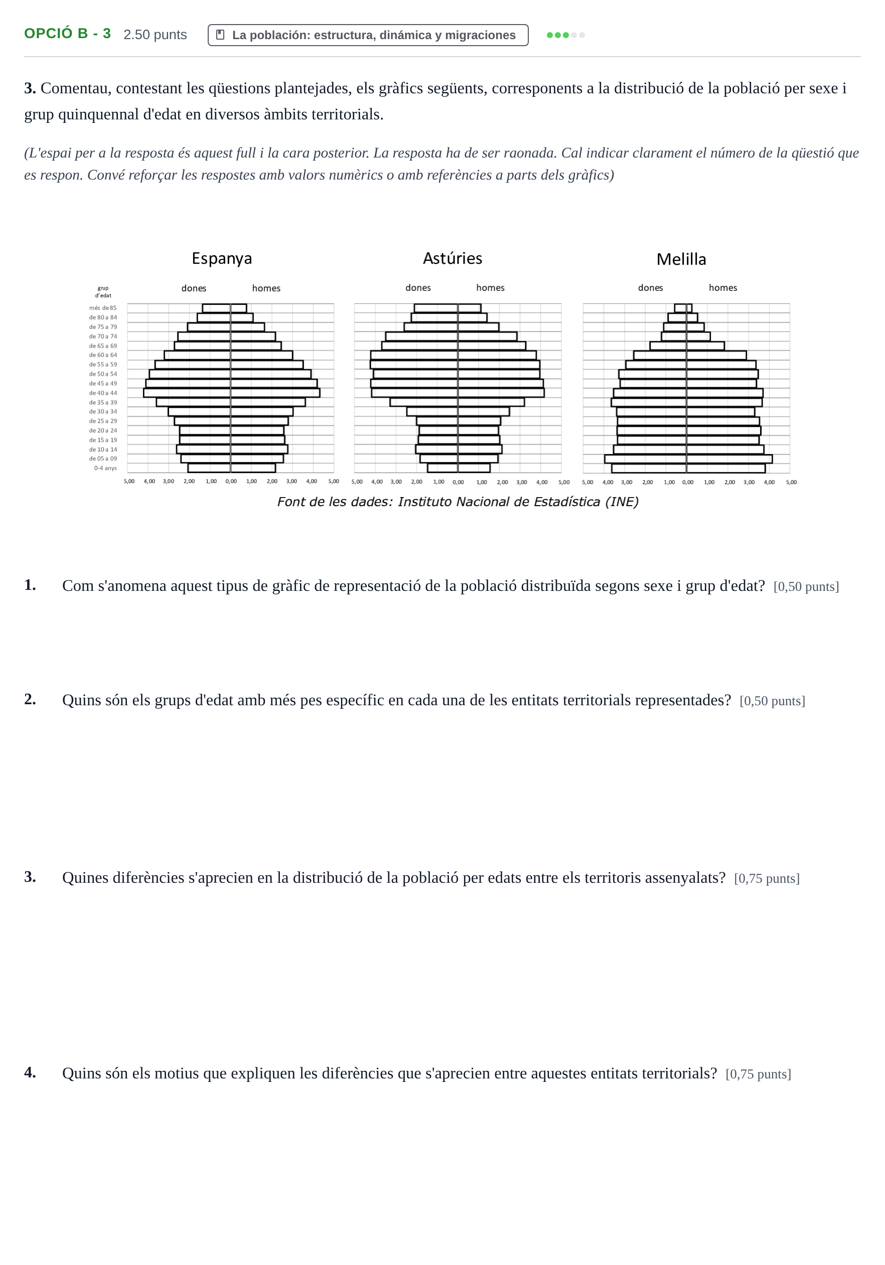 Enunciado: Ejercicio Opció B - 3 · Geografía PAU Baleares Ordinaria 2024