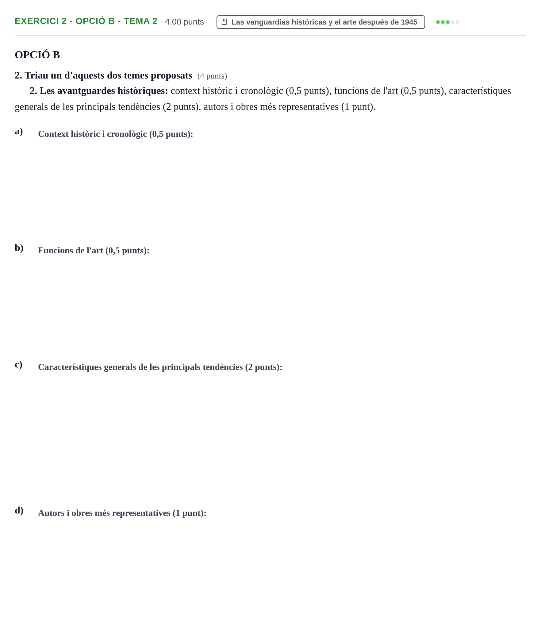 Enunciado: Exercici 2 - Opció B - Tema 2 · Historia del Arte PAU Baleares Extraordinaria 2024