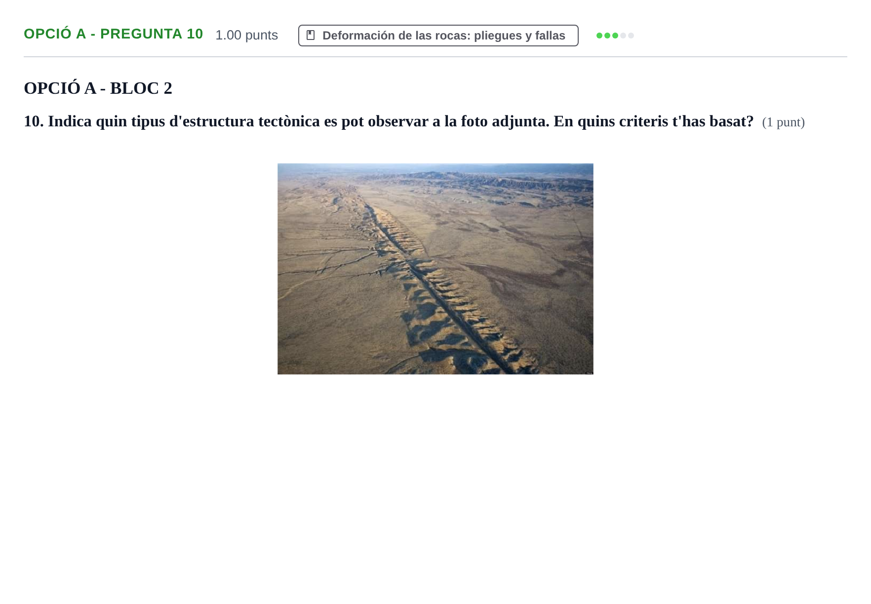 Enunciado: Ejercicio Opció A - Pregunta 10 · Geología y Ciencias Ambientales PAU Baleares Extraordinaria 2024