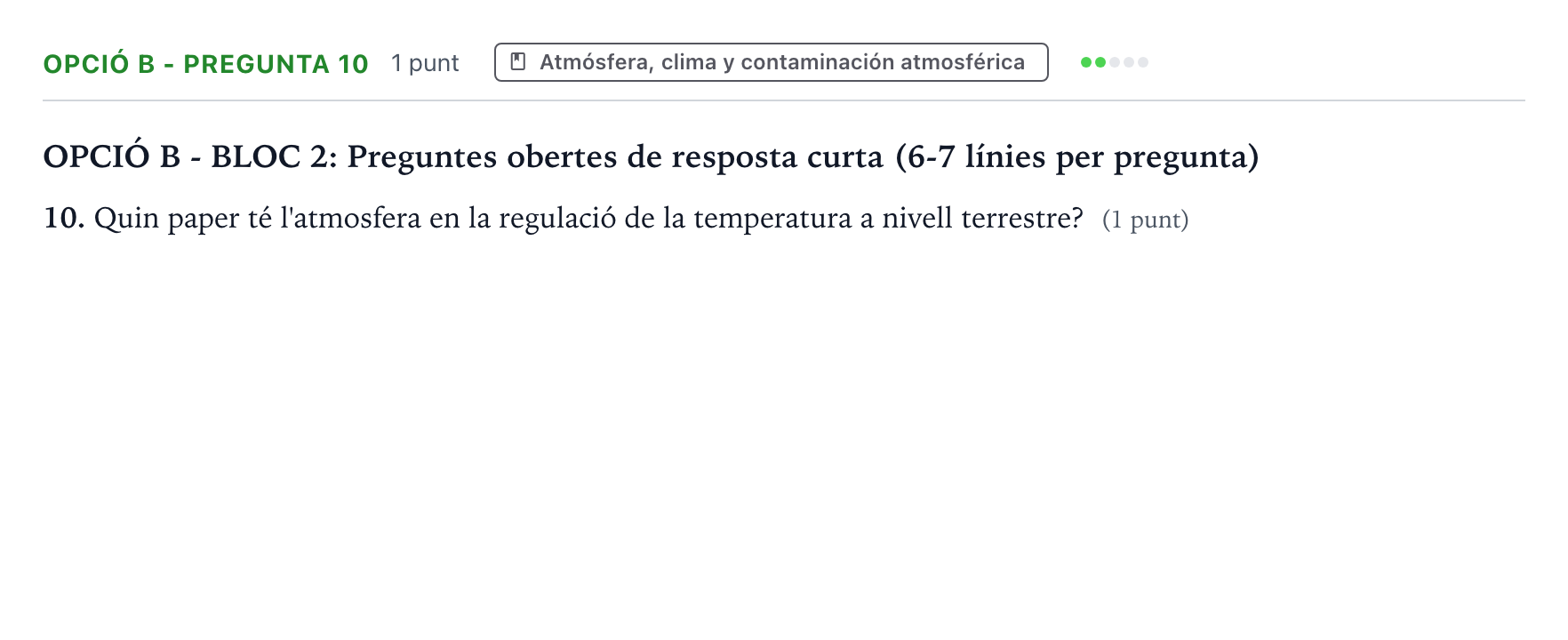 Enunciado: Ejercicio Opció B - Pregunta 10 · Geología y Ciencias Ambientales PAU Baleares Extraordinaria 2024