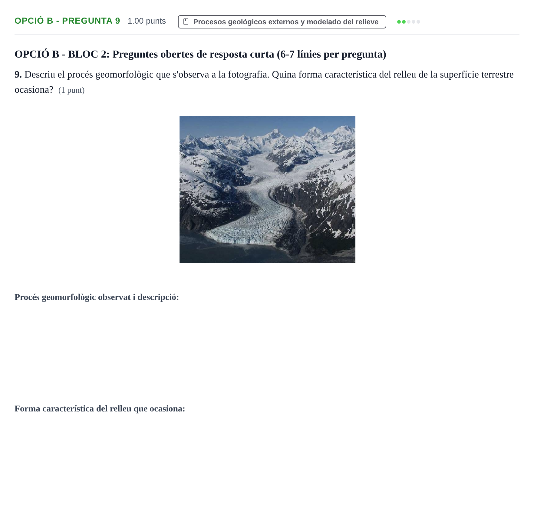 Enunciado: Ejercicio Opció B - Pregunta 9 · Geología y Ciencias Ambientales PAU Baleares Extraordinaria 2024