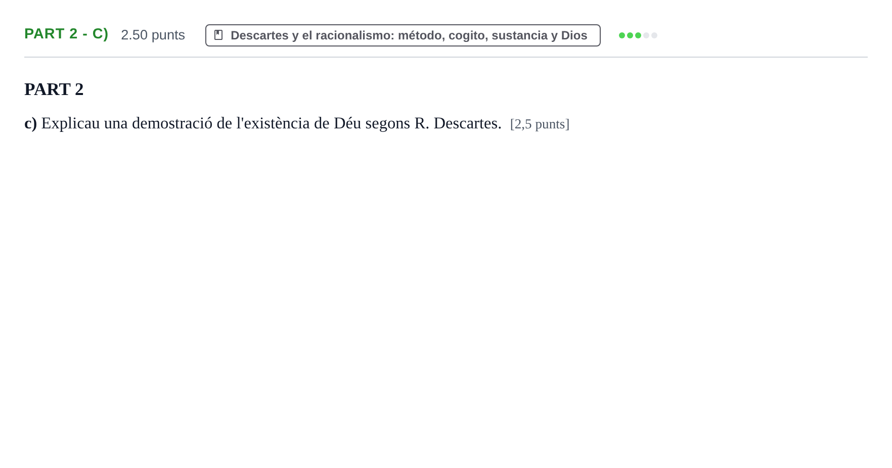 Enunciado: Part 2 - c) · Historia de la Filosofía PAU Baleares Extraordinaria 2024