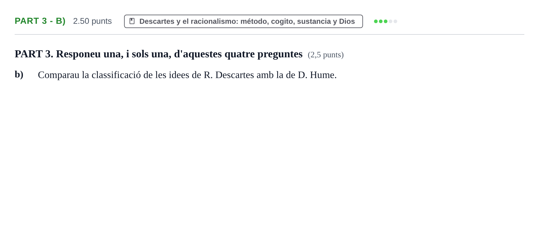 Enunciado: Part 3 - b) · Historia de la Filosofía PAU Baleares Extraordinaria 2024