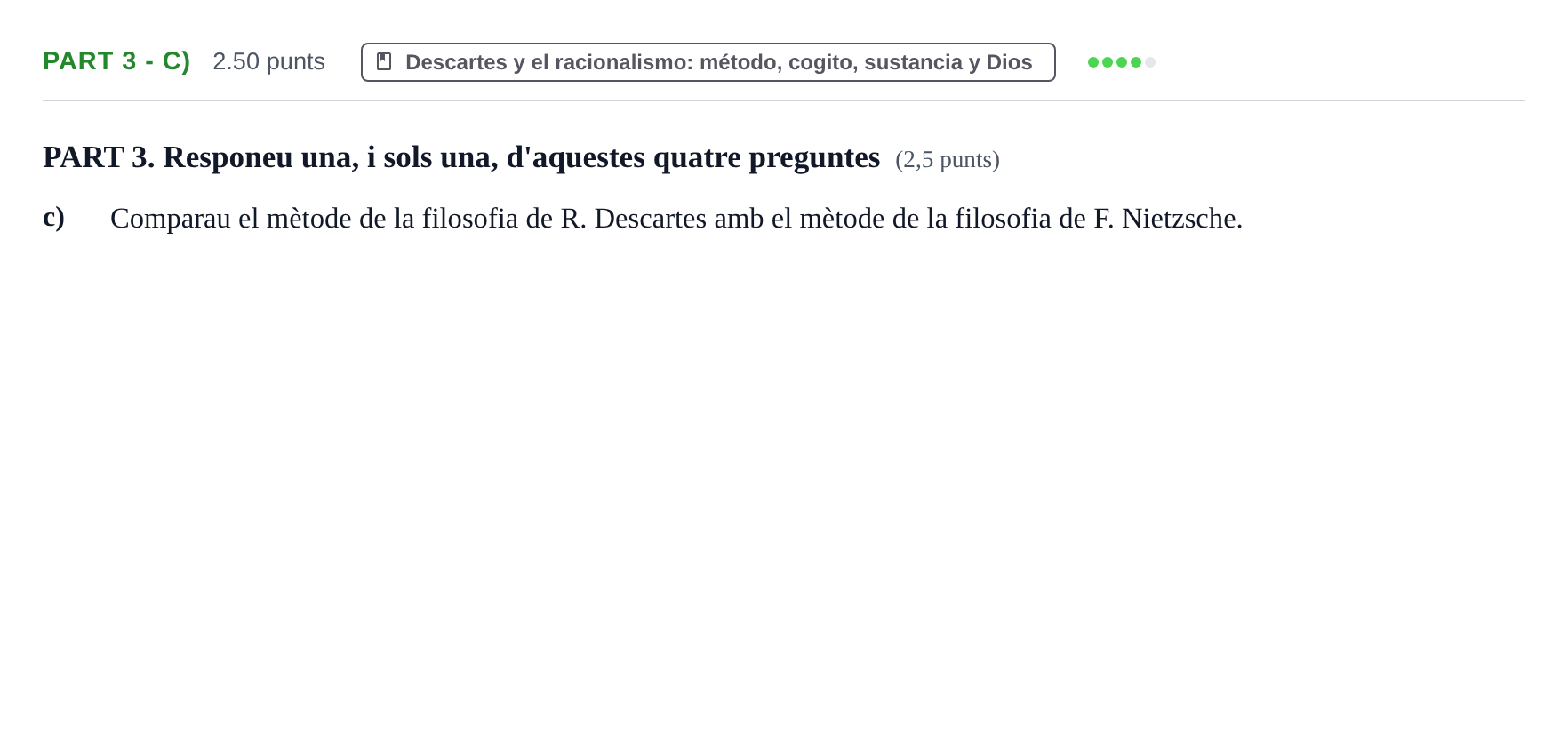 Enunciado: Part 3 - c) · Historia de la Filosofía PAU Baleares Extraordinaria 2024