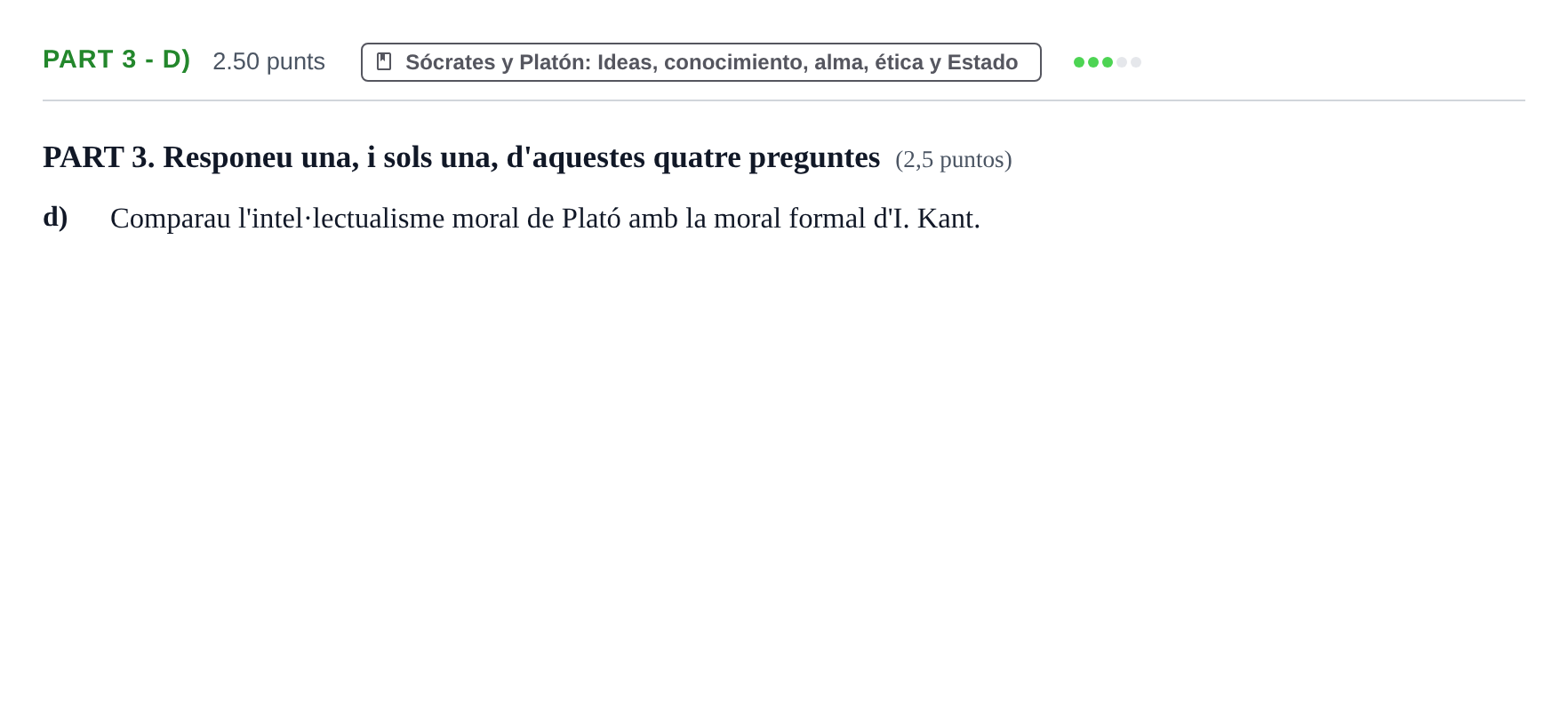 Enunciado: Part 3 - d) · Historia de la Filosofía PAU Baleares Extraordinaria 2024