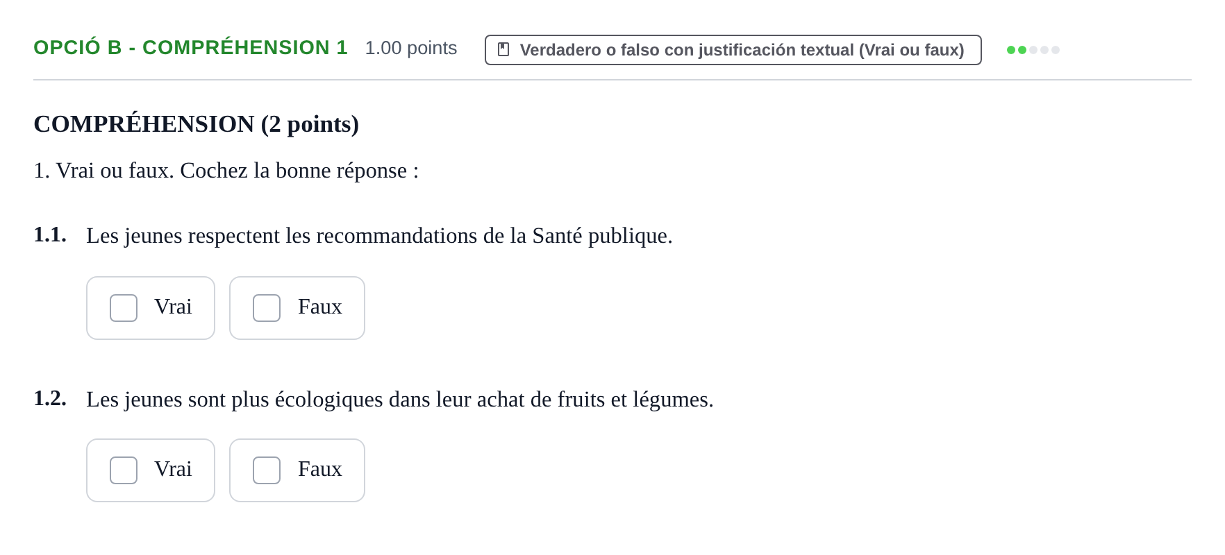 Enunciado: Ejercicio Opció B - Compréhension 1 · Francés PAU Baleares Ordinaria 2024