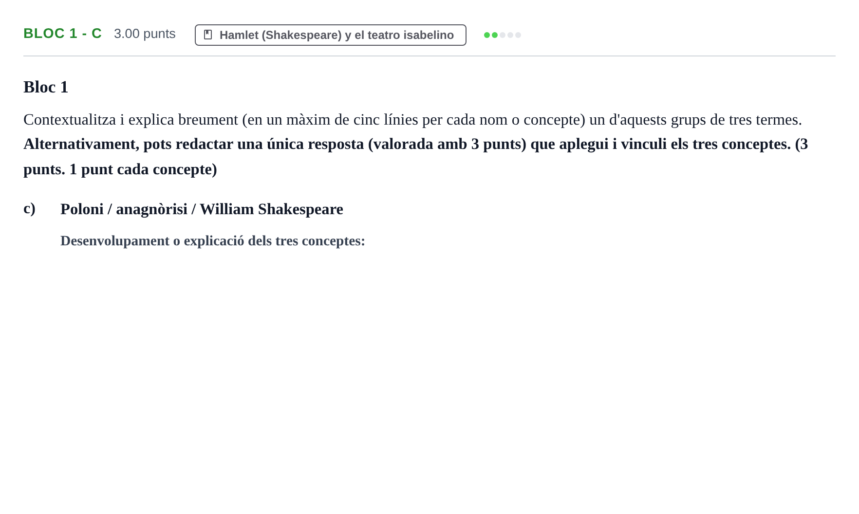 Enunciado: Ejercicio Bloc 1 - c · Literatura Dramática PAU Baleares Extraordinaria 2024