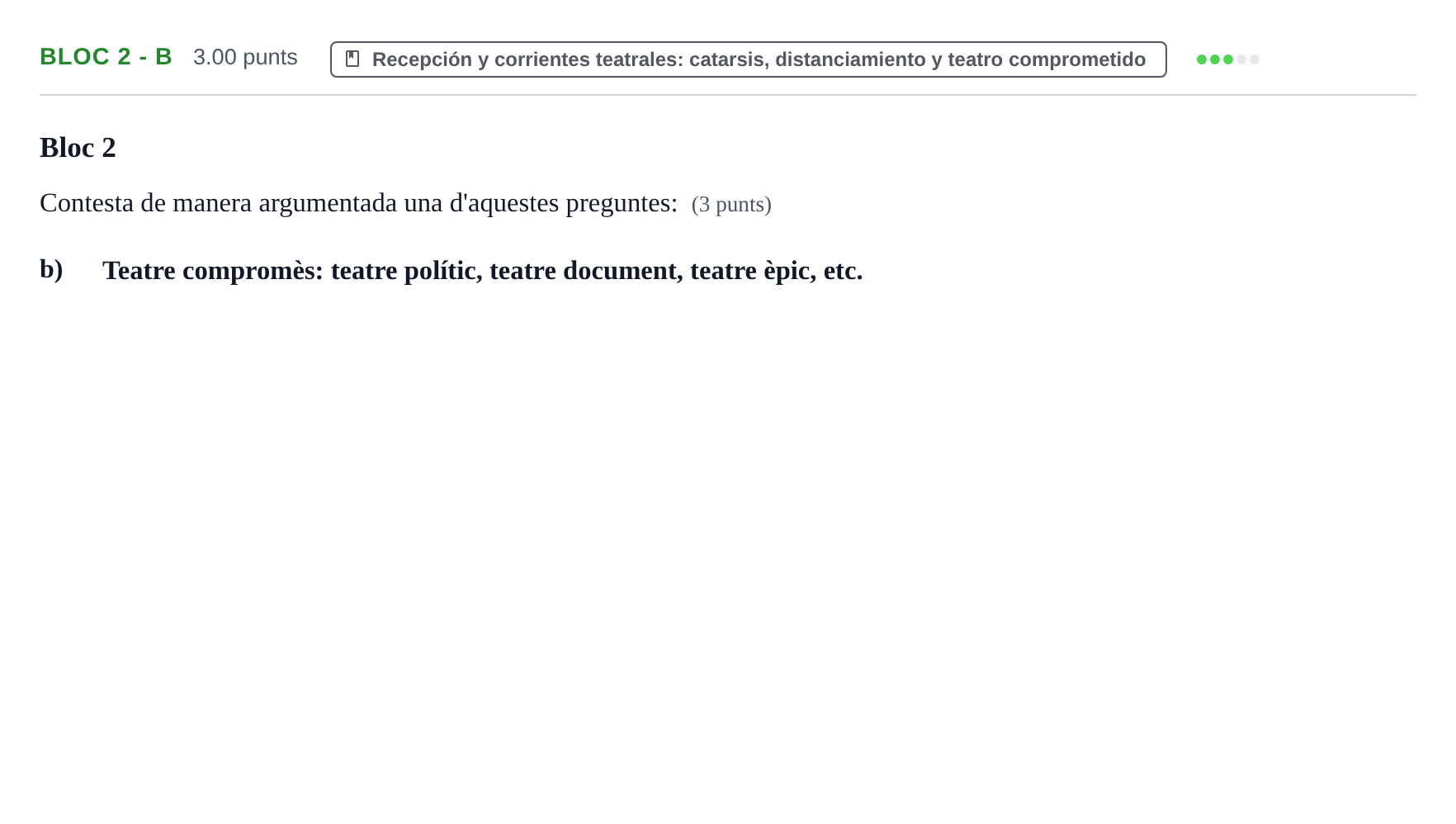 Enunciado: Ejercicio Bloc 2 - b · Literatura Dramática PAU Baleares Extraordinaria 2024