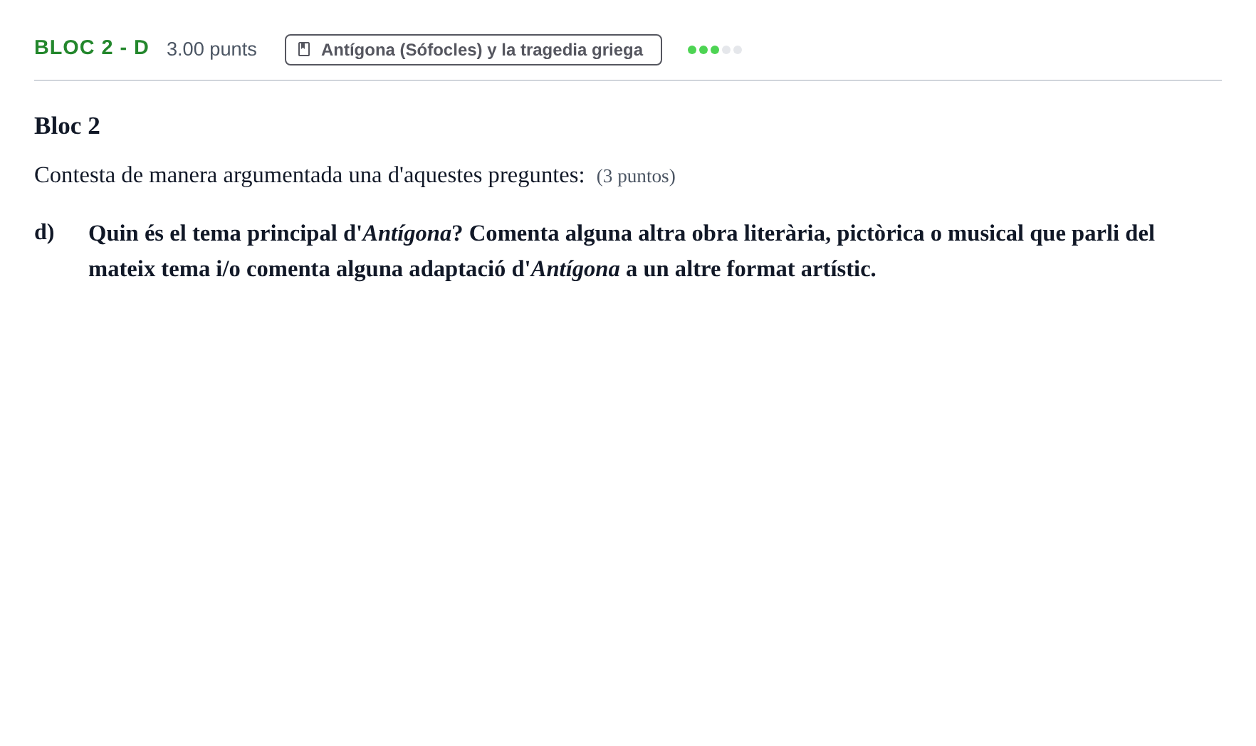 Enunciado: Ejercicio Bloc 2 - d · Literatura Dramática PAU Baleares Extraordinaria 2024