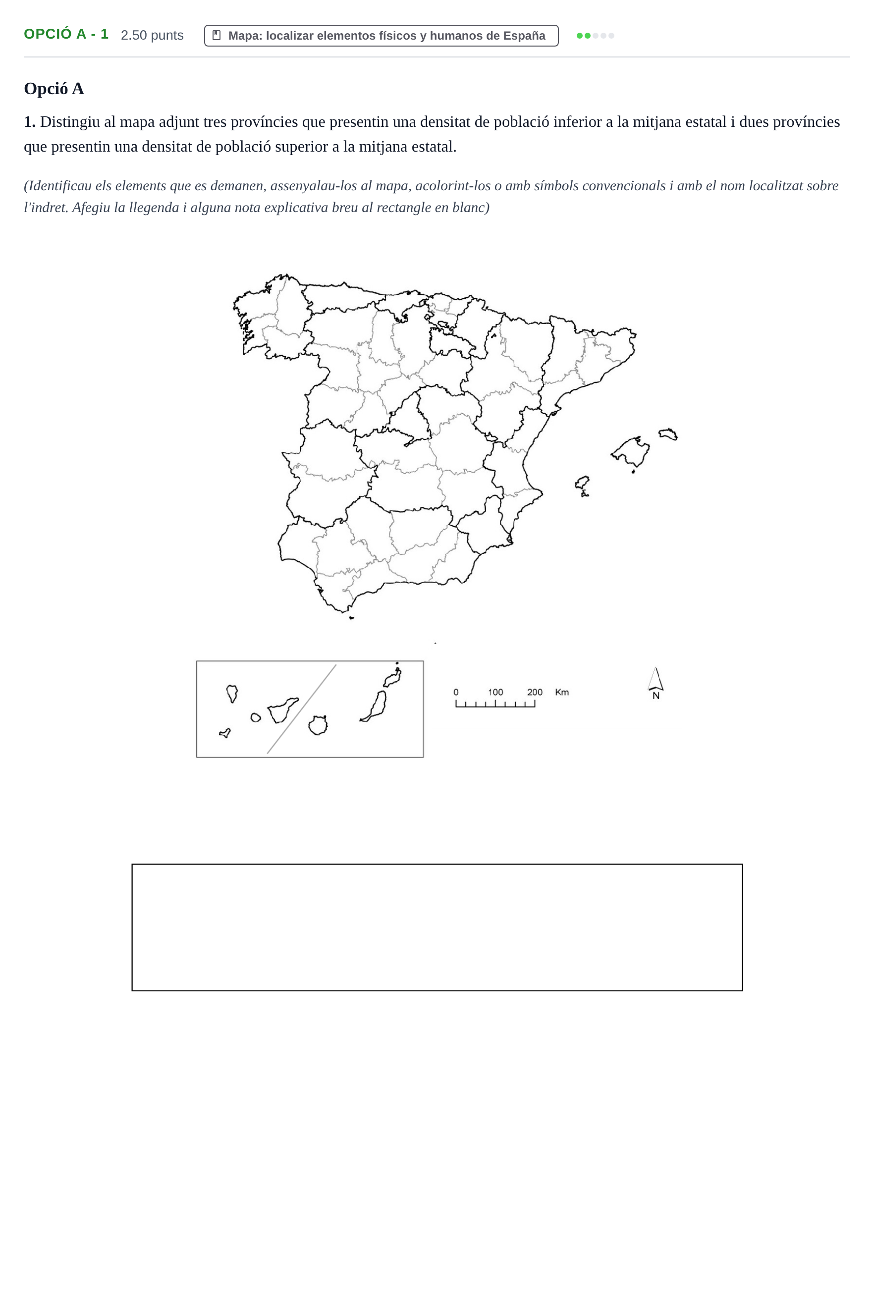 Enunciado: Ejercicio Opció A - 1 · Geografía PAU Baleares Extraordinaria 2024