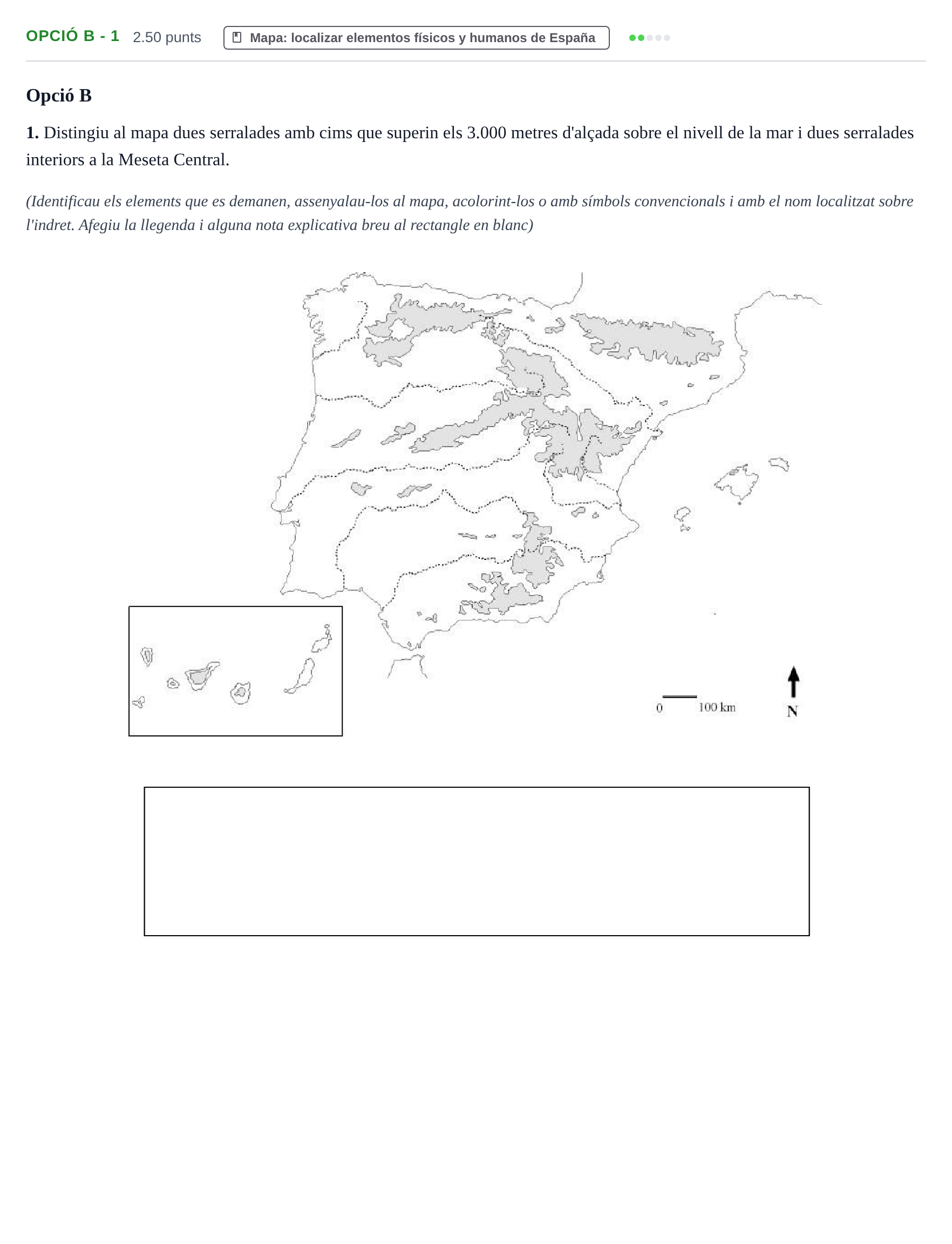 Enunciado: Ejercicio Opció B - 1 · Geografía PAU Baleares Extraordinaria 2024
