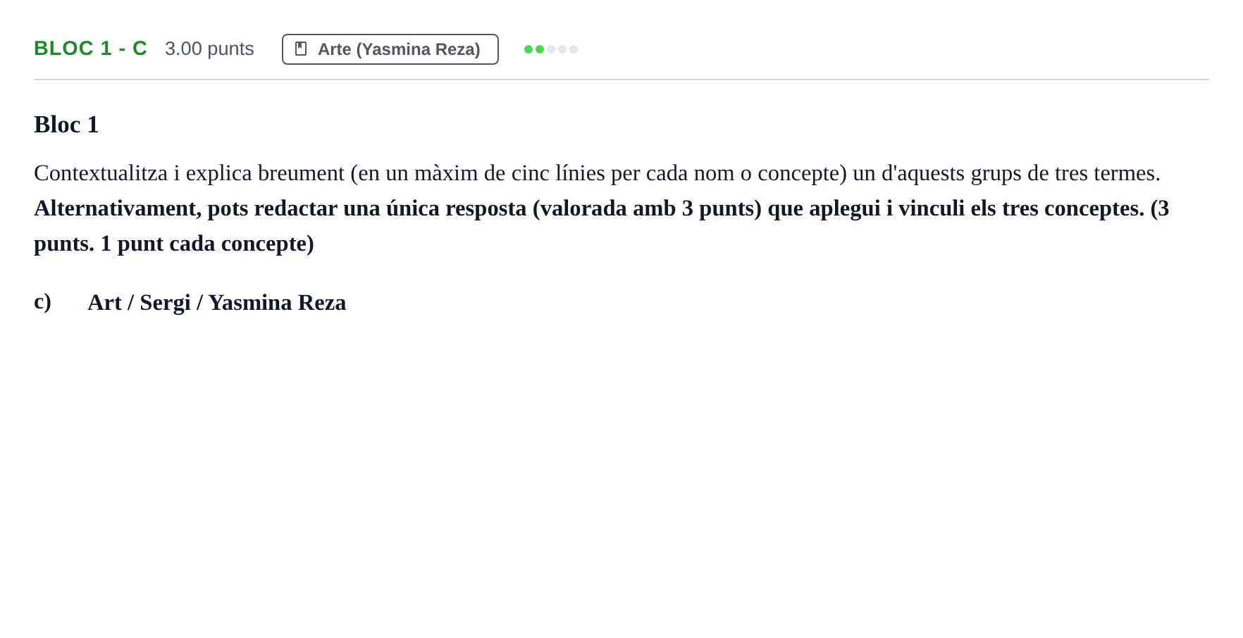 Enunciado: Ejercicio Bloc 1 - c · Literatura Dramática PAU Baleares Ordinaria 2024
